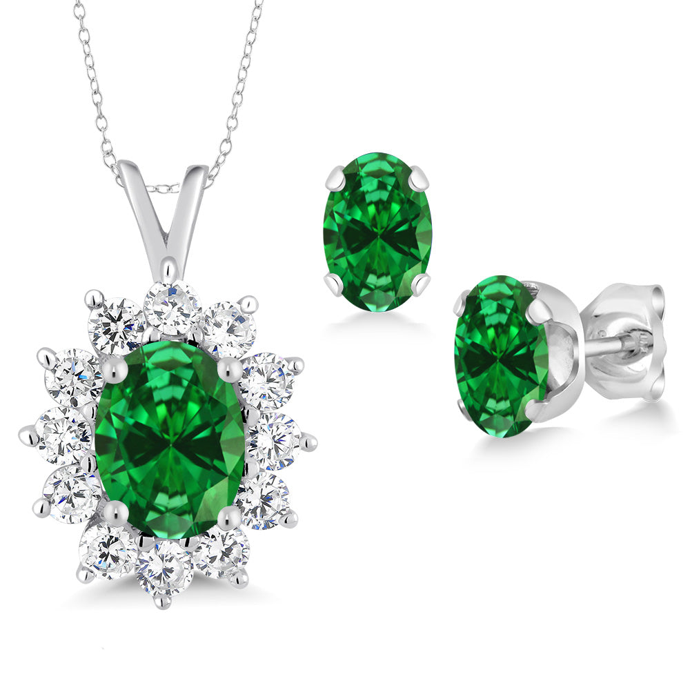 8X6MM and 6X4MM Oval Gemstone Birthstone Pendant and Earrings Jewelry Set For Women | 925 Sterling Silver | Fine Jewelry Gifts for Her Mom Women Wife | With 18 Inch Chain