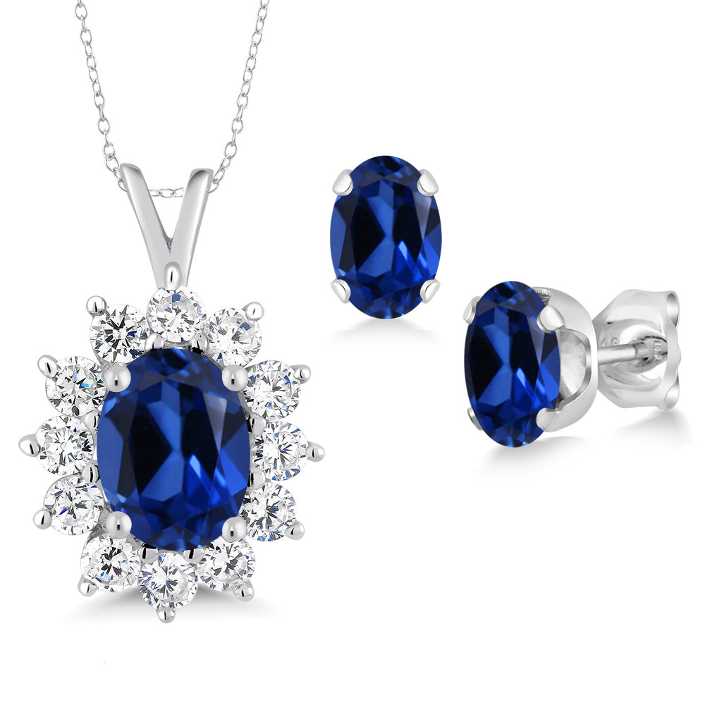 8X6MM and 6X4MM Oval Gemstone Birthstone Pendant and Earrings Jewelry Set For Women | 925 Sterling Silver | Fine Jewelry Gifts for Her Mom Women Wife | With 18 Inch Chain