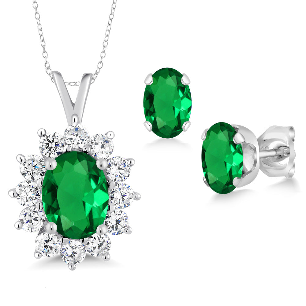 8X6MM and 6X4MM Oval Gemstone Birthstone Pendant and Earrings Jewelry Set For Women | 925 Sterling Silver | Fine Jewelry Gifts for Her Mom Women Wife | With 18 Inch Chain