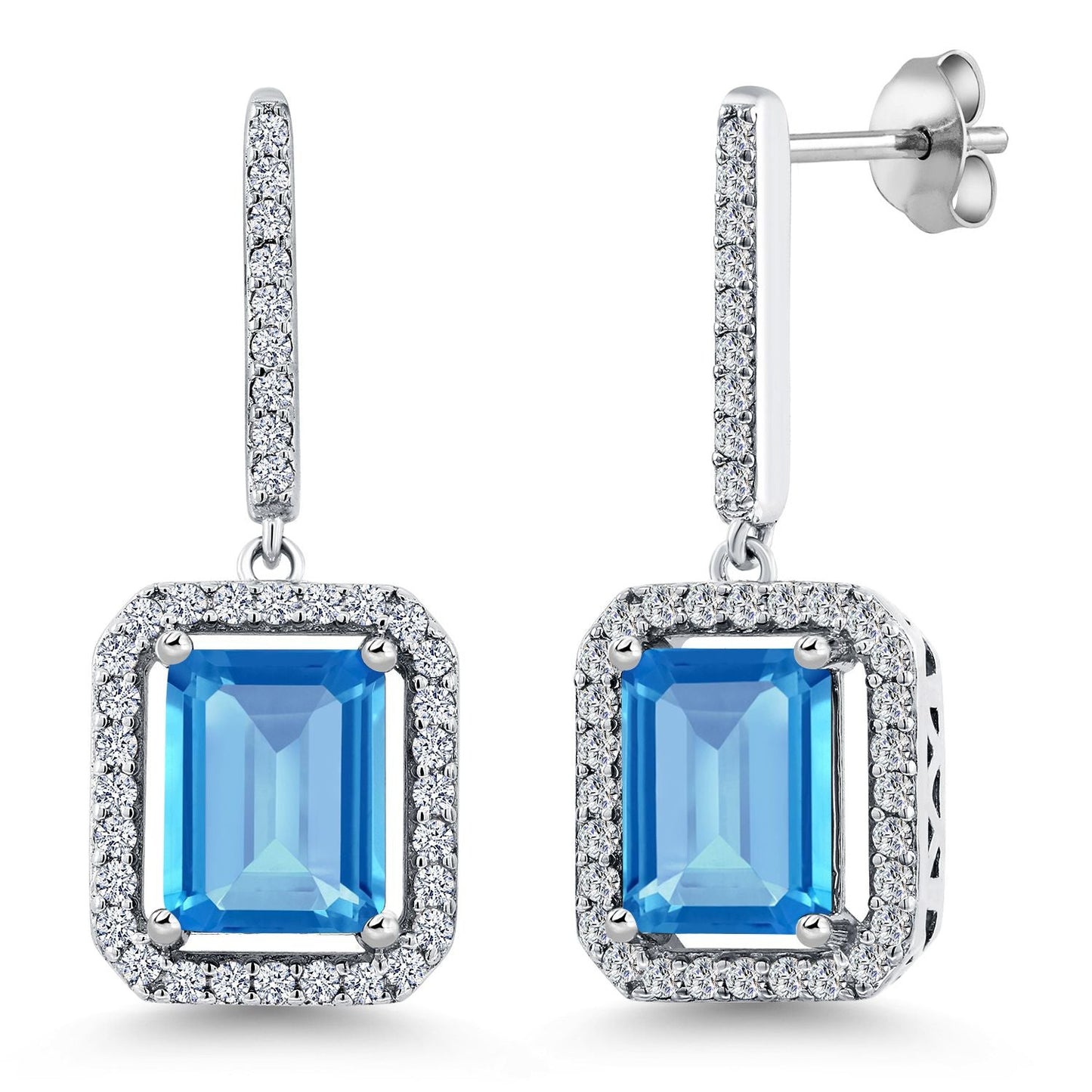 4-6 Cttw Drop Dangle Earrings for Women | Gemstone Birthstone Earrings | 925 Sterling Silver | Emerald Cut 9X7MM | Fine Jewelry Gifts for Her Mom Women Wife