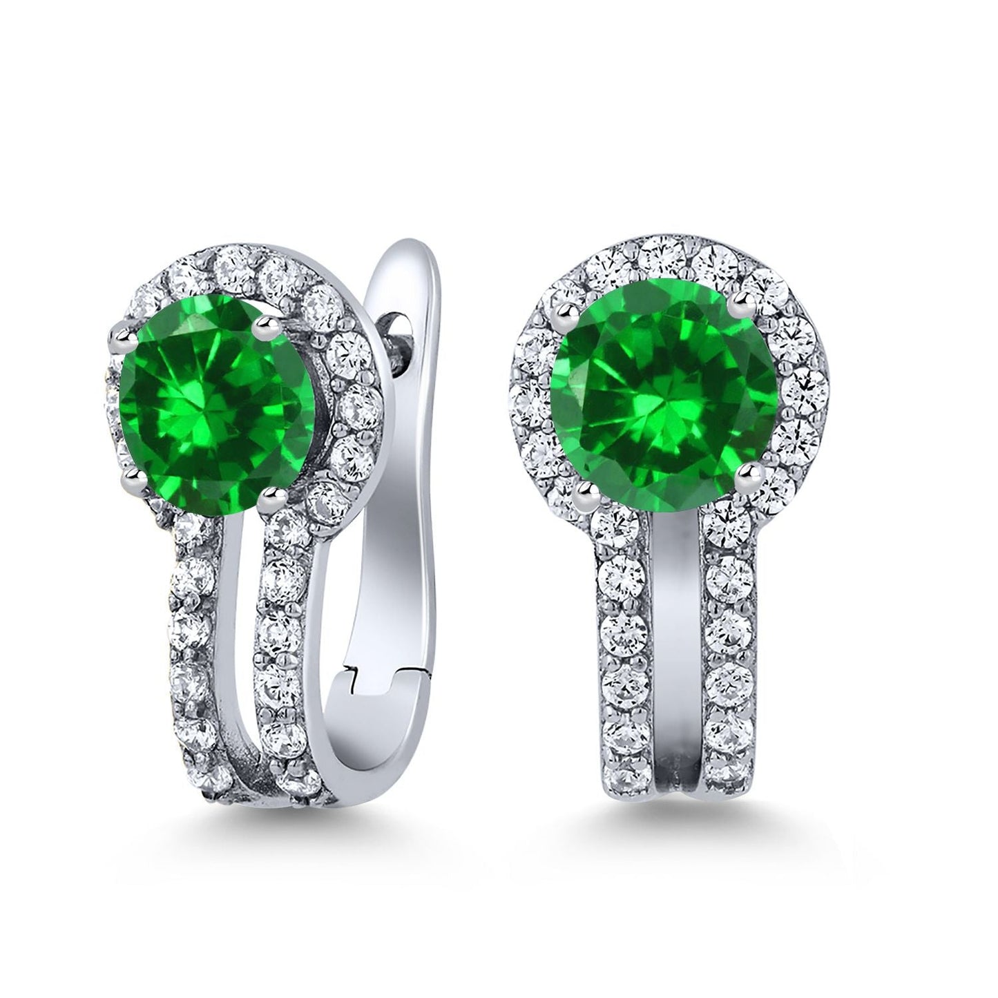 5MM Round French Clip Clasp Hook Earring For Women | 925 Sterling Silver | Gemstone Birthstone and White Created Sapphire Earrings | Fine Jewelry Gifts for Her Mom Women Wife