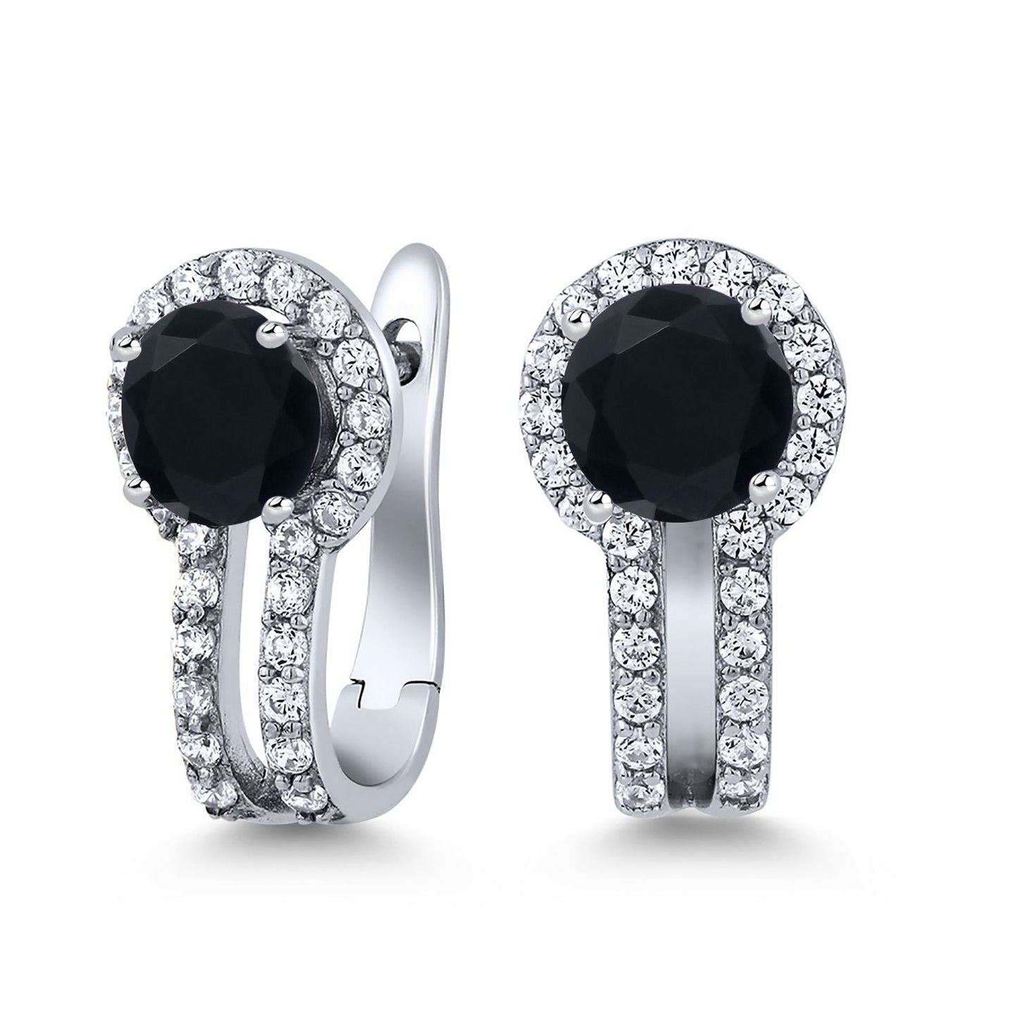 5MM Round French Clip Clasp Hook Earring For Women | 925 Sterling Silver | Gemstone Birthstone and White Created Sapphire Earrings | Fine Jewelry Gifts for Her Mom Women Wife