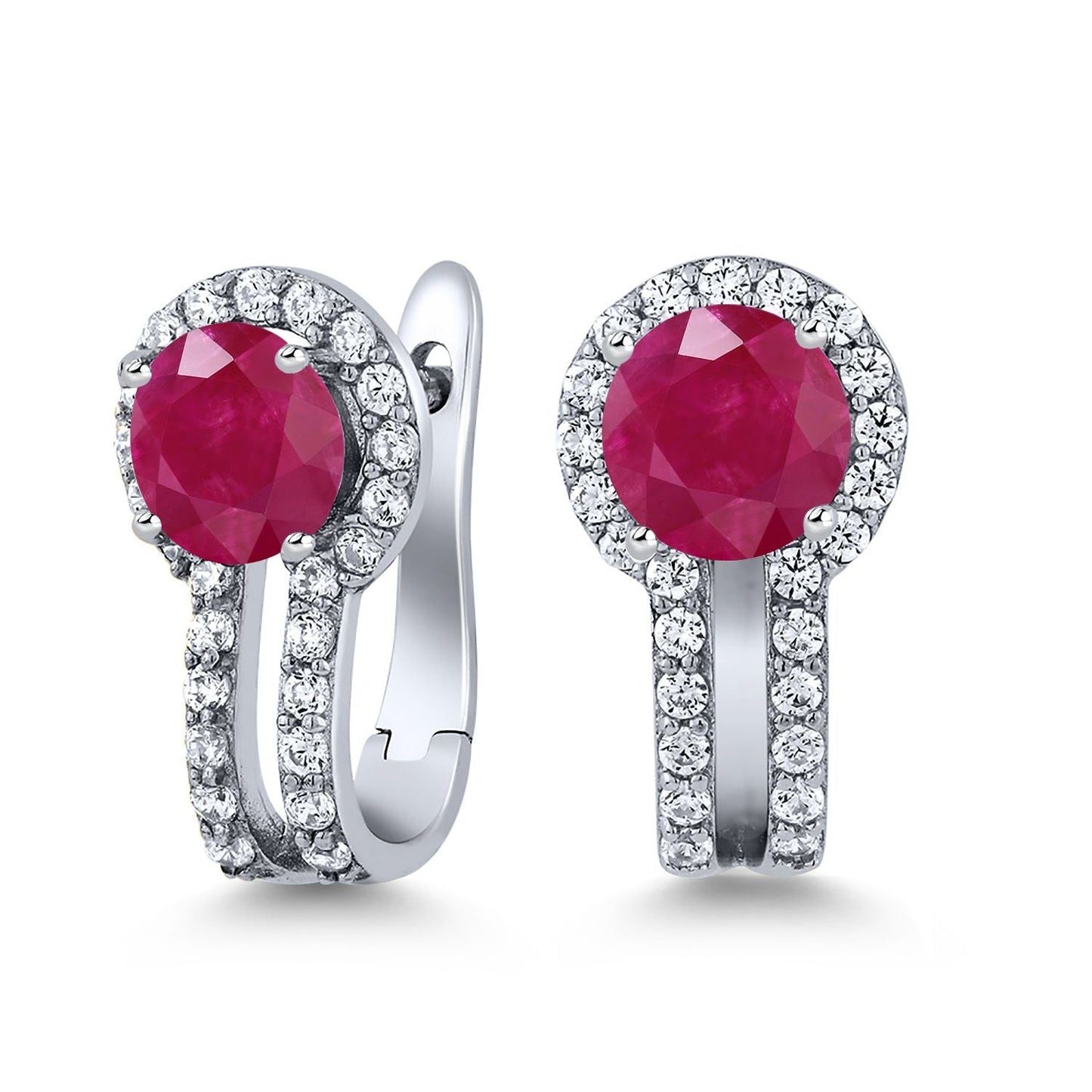 5MM Round French Clip Clasp Hook Earring For Women | 925 Sterling Silver | Gemstone Birthstone and White Created Sapphire Earrings | Fine Jewelry Gifts for Her Mom Women Wife