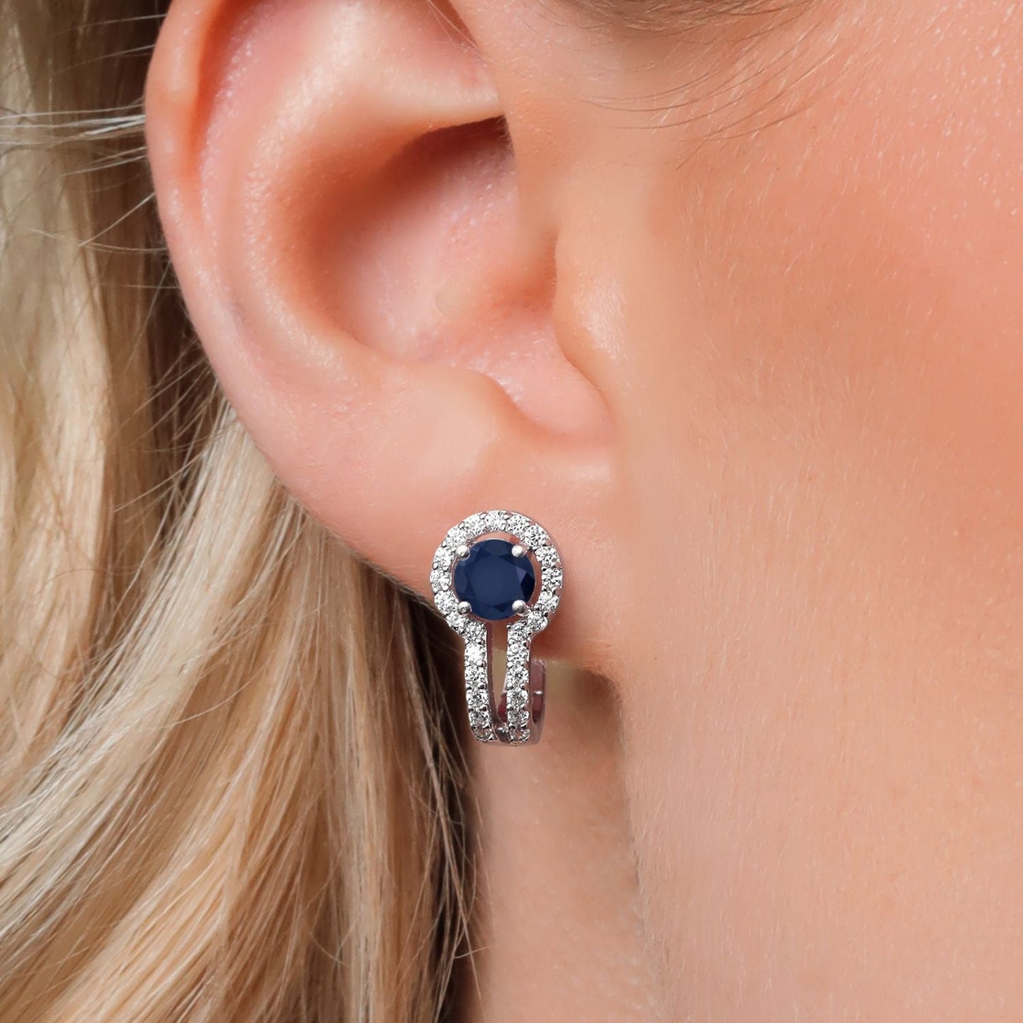 5MM Round French Clip Clasp Hook Earring For Women | 925 Sterling Silver | Gemstone Birthstone and White Created Sapphire Earrings | Fine Jewelry Gifts for Her Mom Women Wife