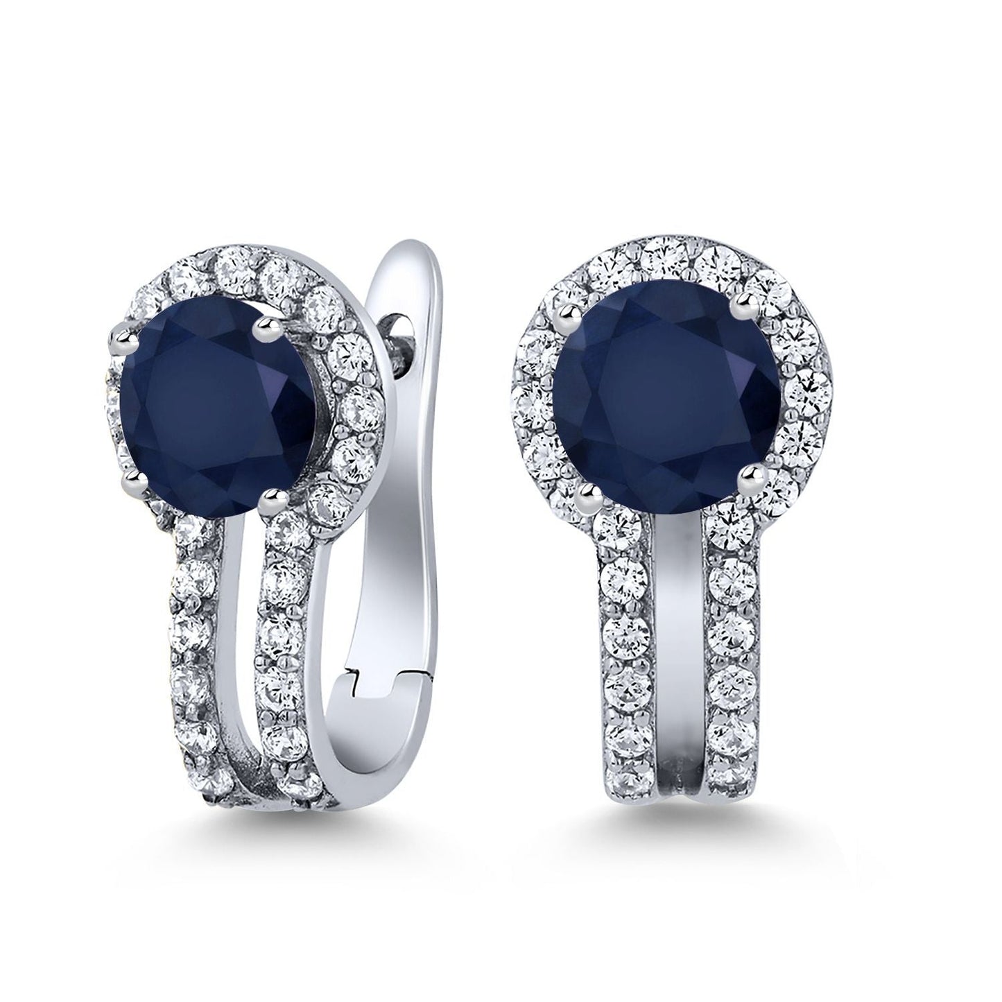 5MM Round French Clip Clasp Hook Earring For Women | 925 Sterling Silver | Gemstone Birthstone and White Created Sapphire Earrings | Fine Jewelry Gifts for Her Mom Women Wife