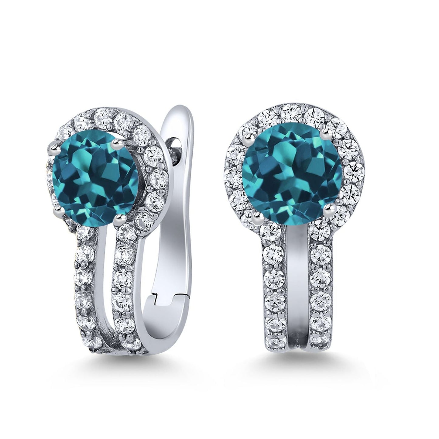 5MM Round French Clip Clasp Hook Earring For Women | 925 Sterling Silver | Gemstone Birthstone and White Created Sapphire Earrings | Fine Jewelry Gifts for Her Mom Women Wife