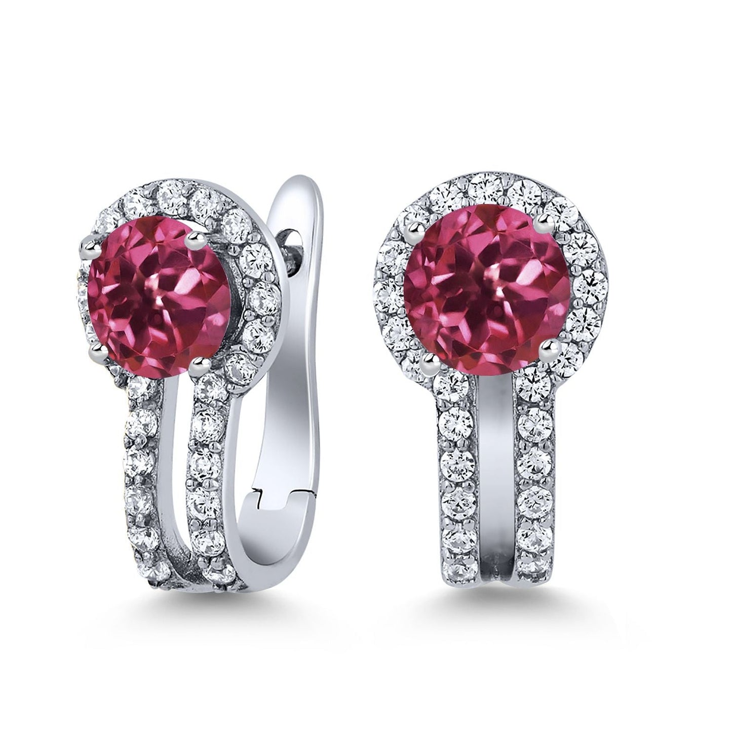 5MM Round French Clip Clasp Hook Earring For Women | 925 Sterling Silver | Gemstone Birthstone and White Created Sapphire Earrings | Fine Jewelry Gifts for Her Mom Women Wife