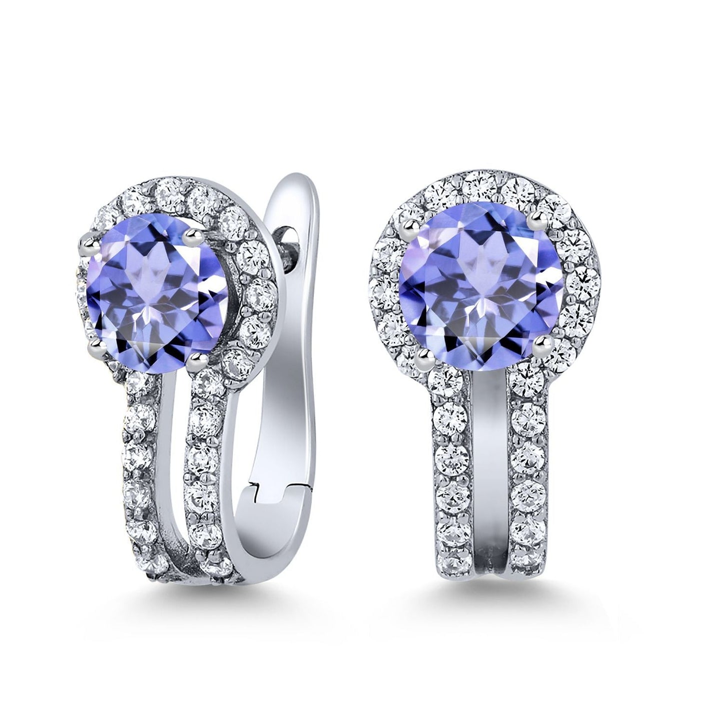 5MM Round French Clip Clasp Hook Earring For Women | 925 Sterling Silver | Gemstone Birthstone and White Created Sapphire Earrings | Fine Jewelry Gifts for Her Mom Women Wife