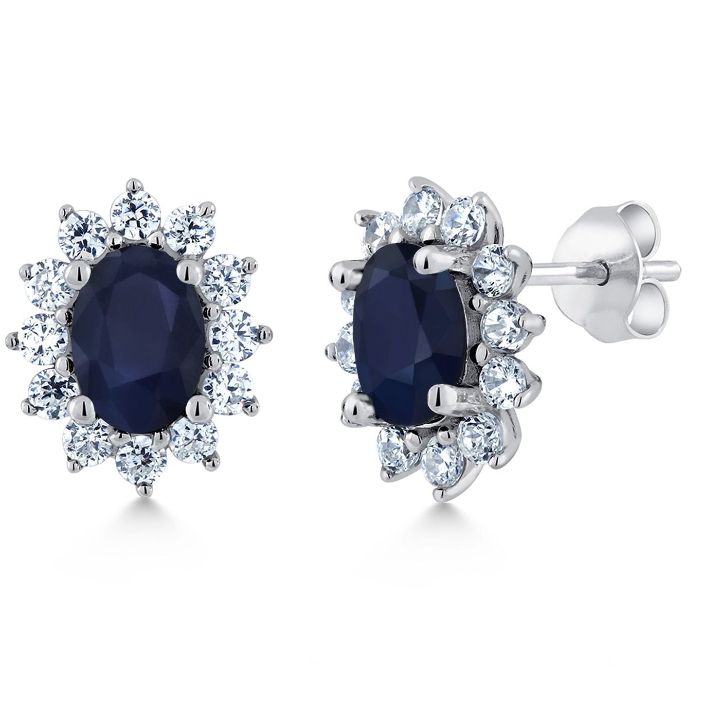 7X5MM Oval Gemstone Birthstone Stud Earrings For Women | Princess Diana Royal Halo Style | 925 Sterling Silver | Fine Jewelry Gifts for Anniversary Wedding Her Mom Women Wife