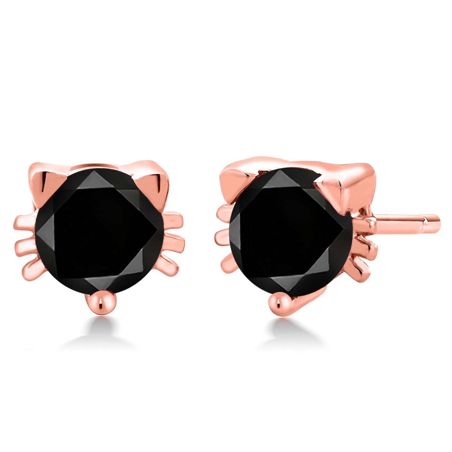 5MM Round Gemstone Birthstone Kitty Cat Stud Earrings | 925 Sterling Silver | Kitten Cat Earrings For Women Men Cat Lovers