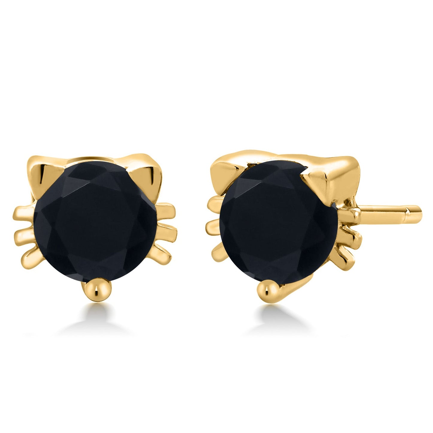 5MM Round Gemstone Birthstone Kitty Cat Stud Earrings | 925 Sterling Silver | Kitten Cat Earrings For Women Men Cat Lovers