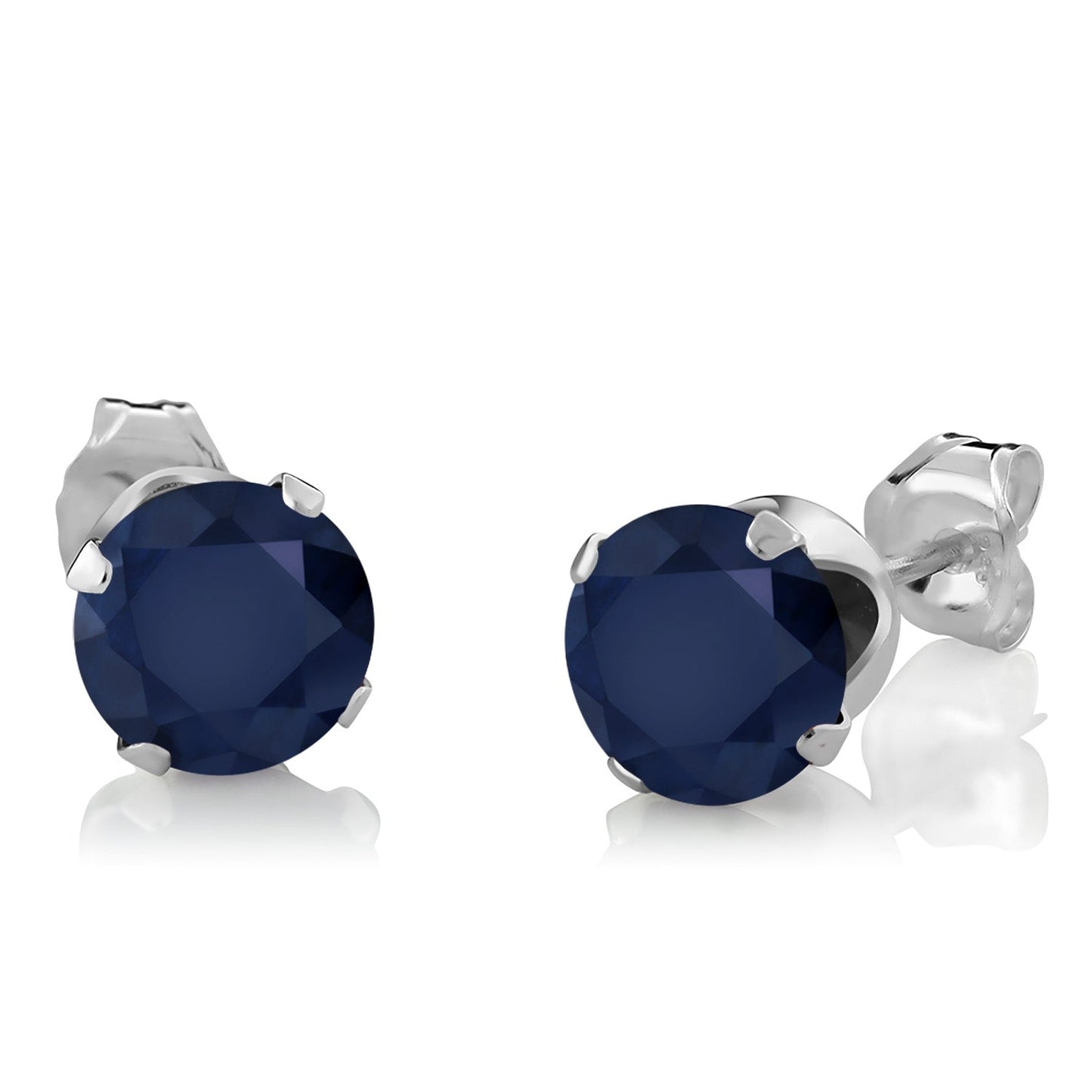 925 Sterling Silver Blue Sapphire and White Diamond Pendant and Earrings Jewelry Set For Women (3.05 Cttw, with 18 Inch Silver Chain)