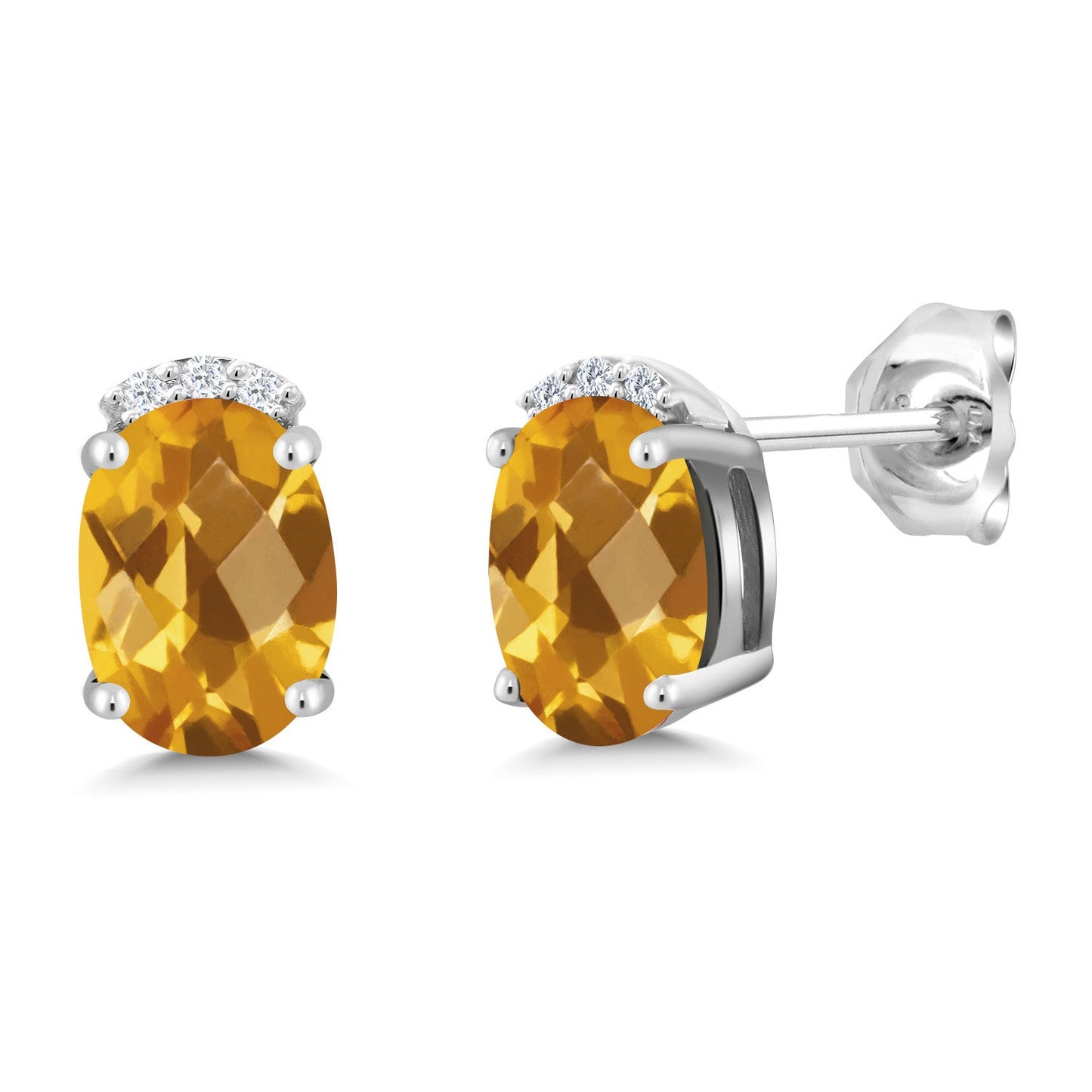 925 Sterling Silver Gemstone Birthstone and White Lab Grown Diamond Stud Earrings For Women | Oval 7X5MM | Fine Jewelry for Her Mom Women Wife