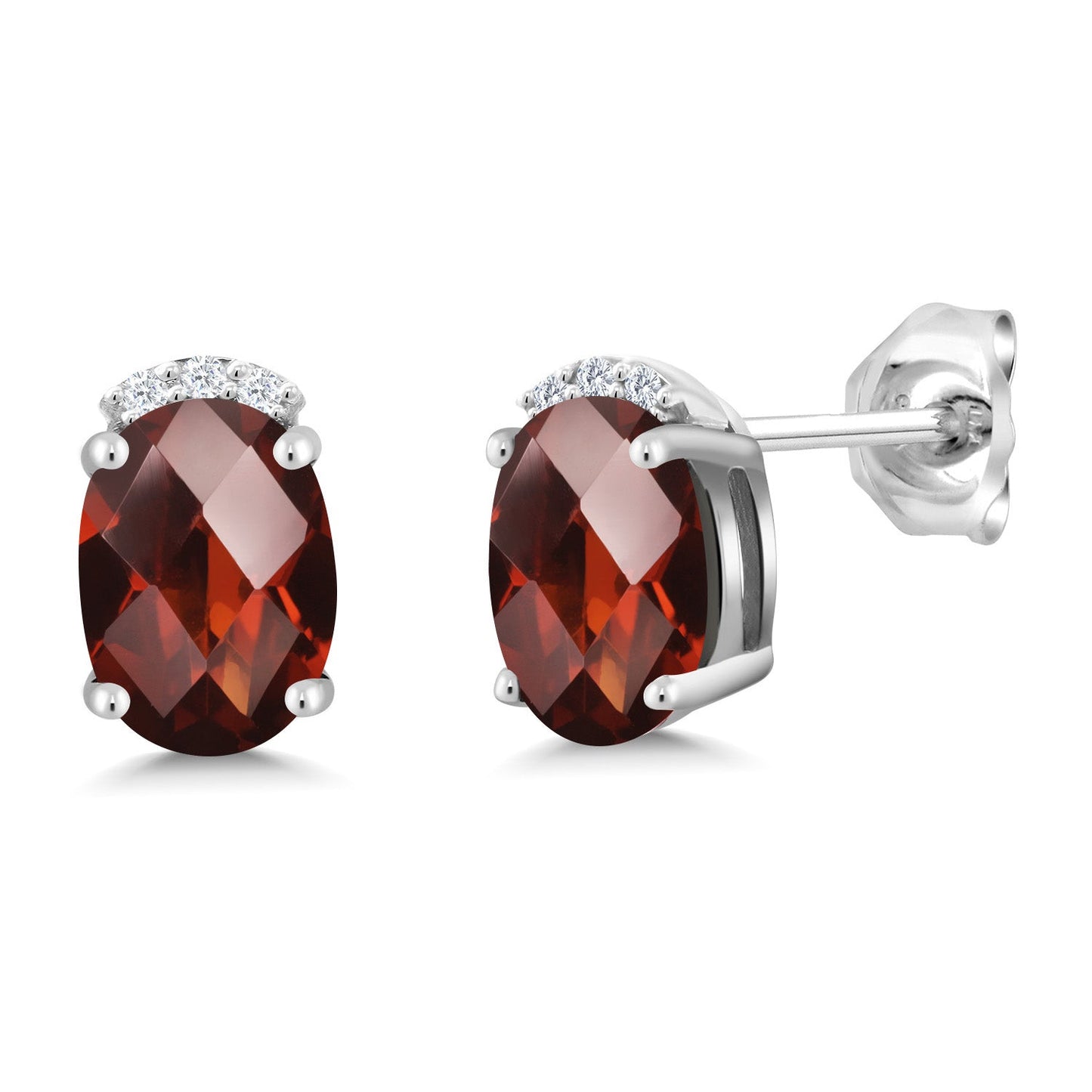925 Sterling Silver Gemstone Birthstone and White Lab Grown Diamond Stud Earrings For Women | Oval 7X5MM | Fine Jewelry for Her Mom Women Wife