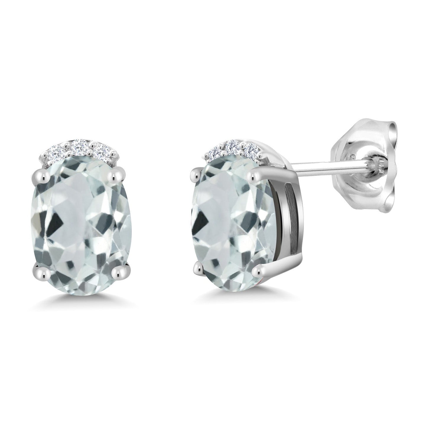 925 Sterling Silver Gemstone Birthstone and White Lab Grown Diamond Stud Earrings For Women | Oval 7X5MM | Fine Jewelry for Her Mom Women Wife