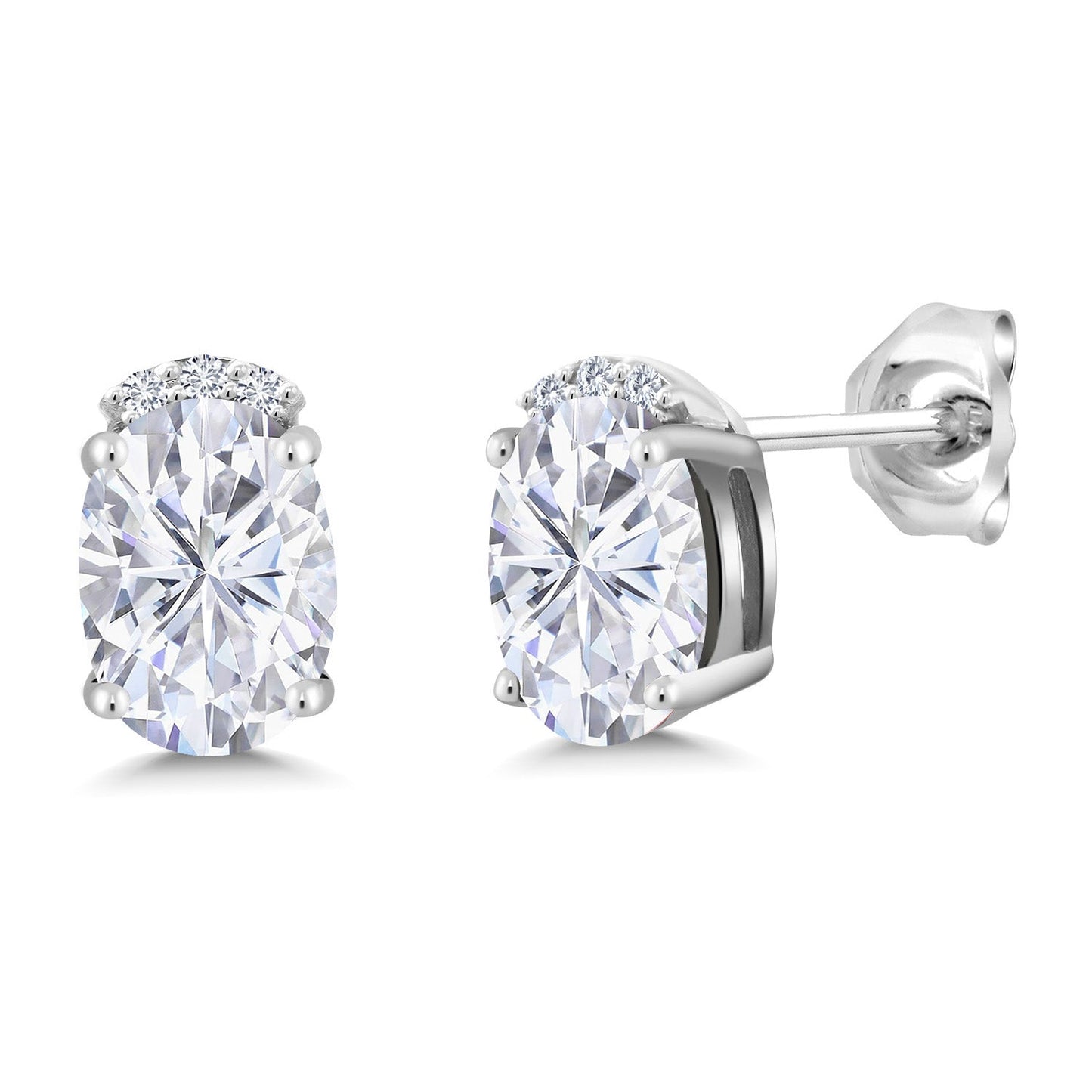 925 Sterling Silver Gemstone Birthstone and White Lab Grown Diamond Stud Earrings For Women | Oval 7X5MM | Fine Jewelry for Her Mom Women Wife