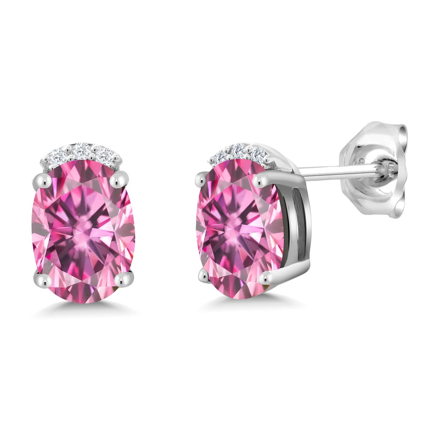 925 Sterling Silver Gemstone Birthstone and White Lab Grown Diamond Stud Earrings For Women | Oval 7X5MM | Fine Jewelry for Her Mom Women Wife