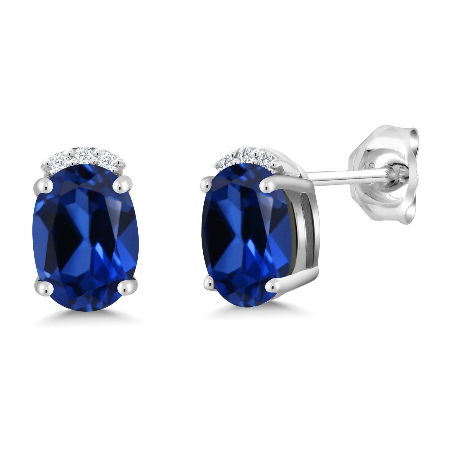 925 Sterling Silver Gemstone Birthstone and White Lab Grown Diamond Stud Earrings For Women | Oval 7X5MM | Fine Jewelry for Her Mom Women Wife