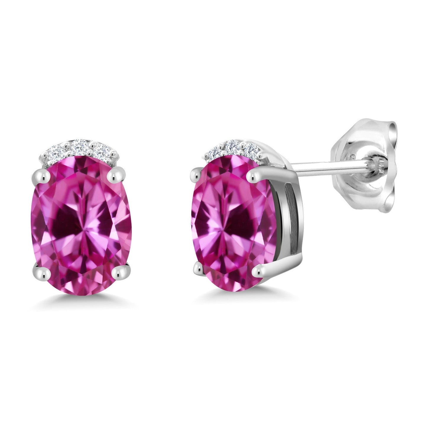925 Sterling Silver Gemstone Birthstone and White Lab Grown Diamond Stud Earrings For Women | Oval 7X5MM | Fine Jewelry for Her Mom Women Wife