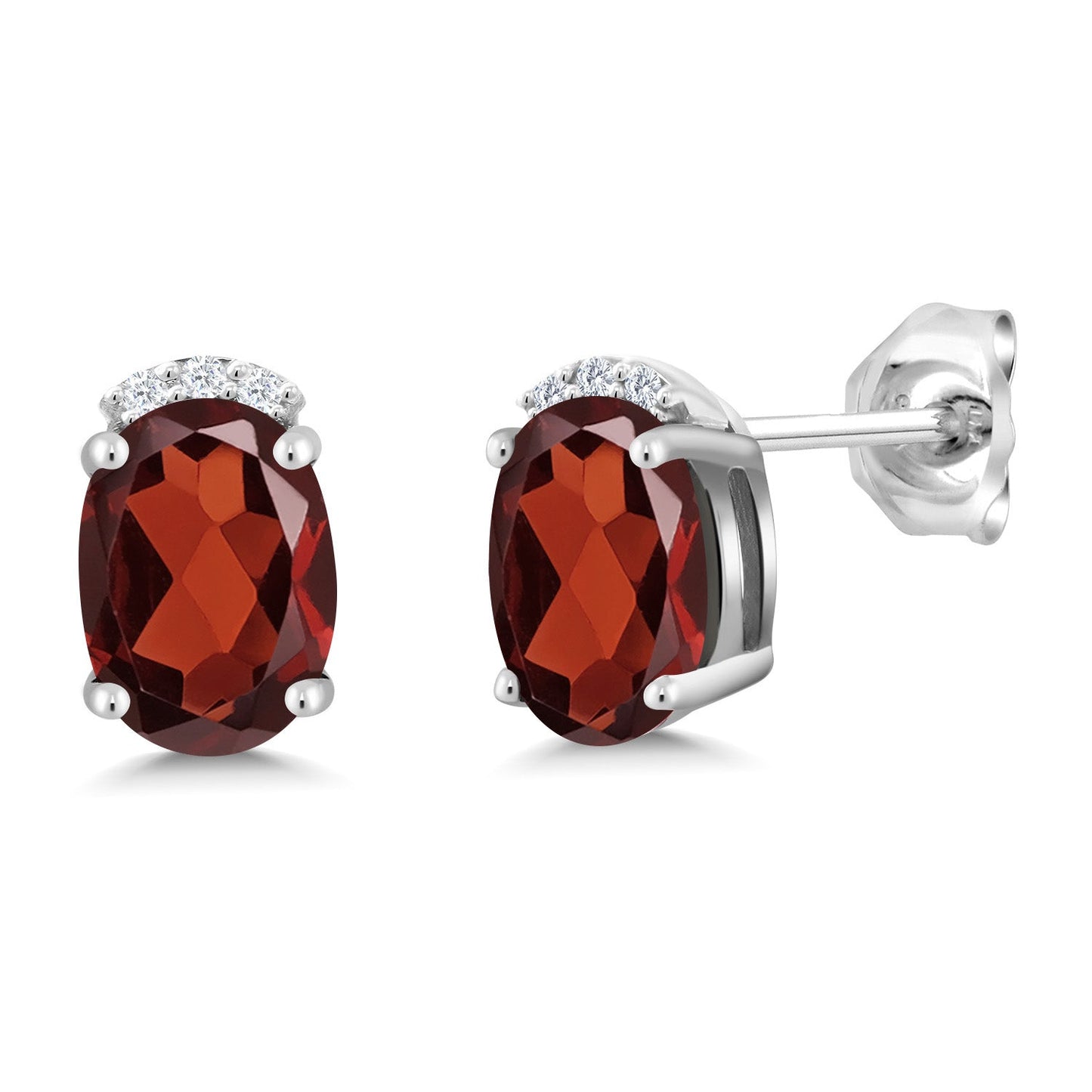 925 Sterling Silver Gemstone Birthstone and White Lab Grown Diamond Stud Earrings For Women | Oval 7X5MM | Fine Jewelry for Her Mom Women Wife