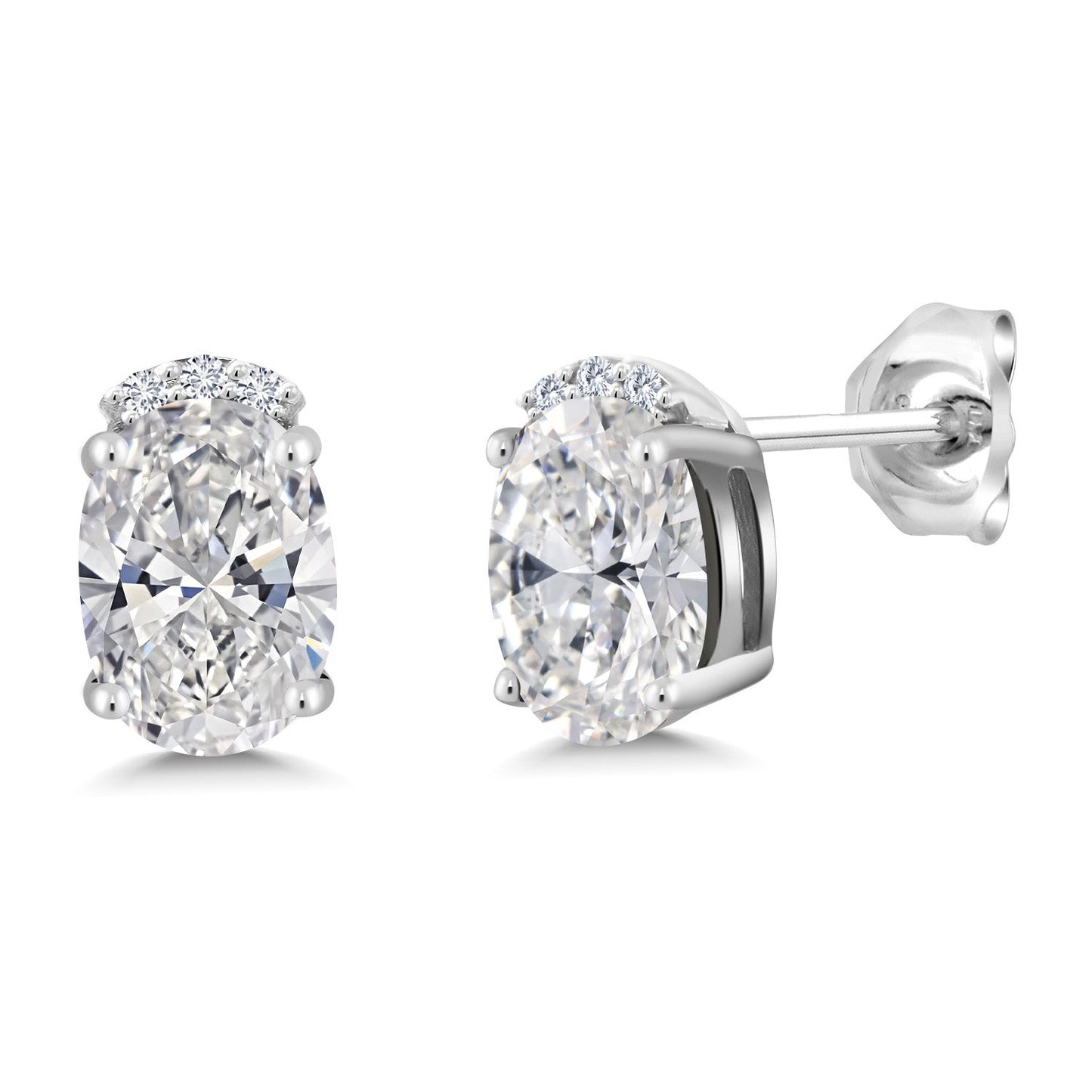925 Sterling Silver Gemstone Birthstone and White Lab Grown Diamond Stud Earrings For Women | Oval 7X5MM | Fine Jewelry for Her Mom Women Wife