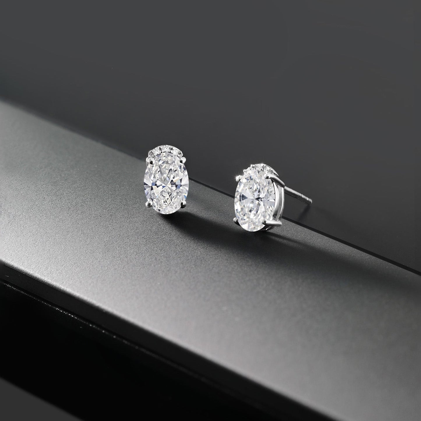 925 Sterling Silver Gemstone Birthstone and White Lab Grown Diamond Stud Earrings For Women | Oval 7X5MM | Fine Jewelry for Her Mom Women Wife