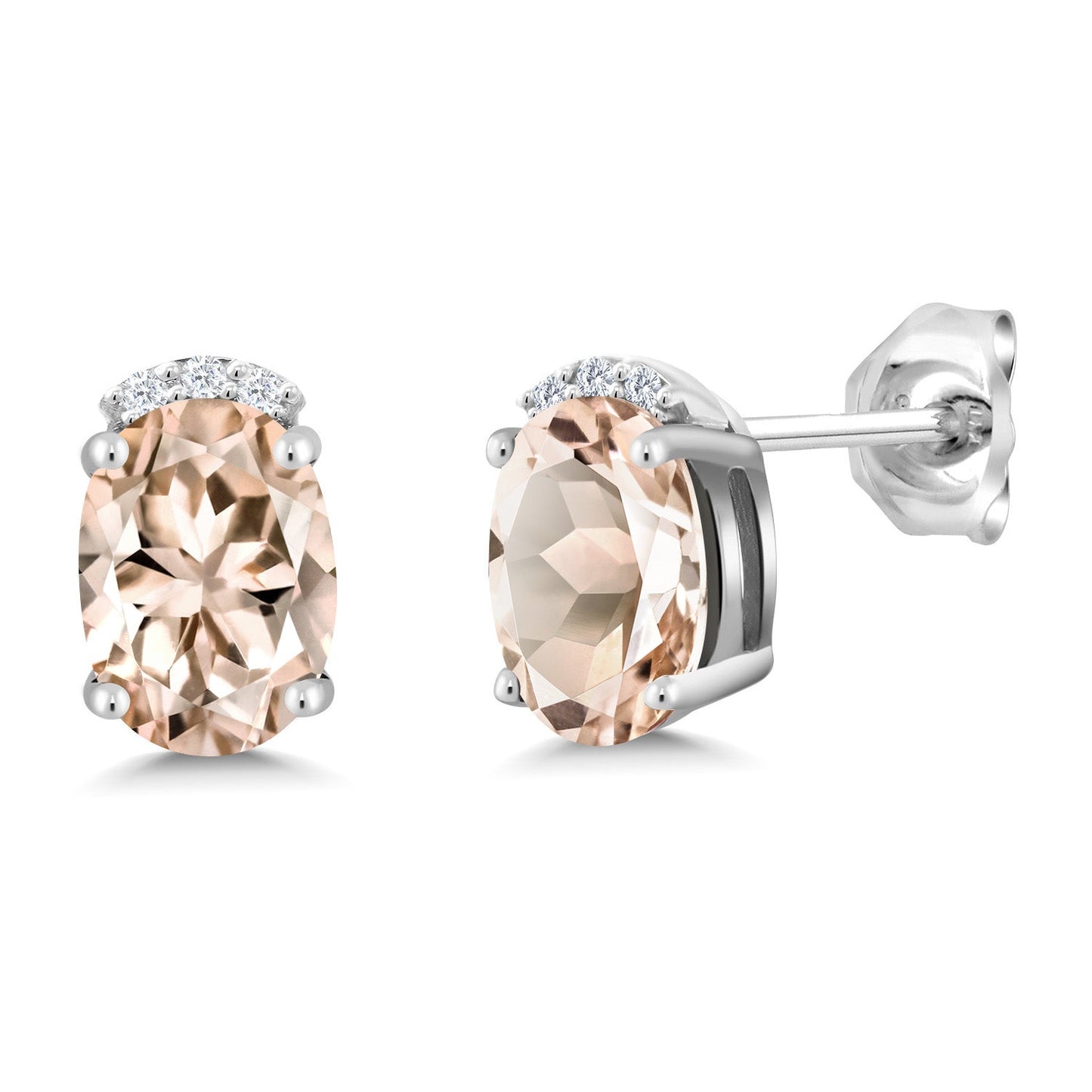 925 Sterling Silver Gemstone Birthstone and White Lab Grown Diamond Stud Earrings For Women | Oval 7X5MM | Fine Jewelry for Her Mom Women Wife