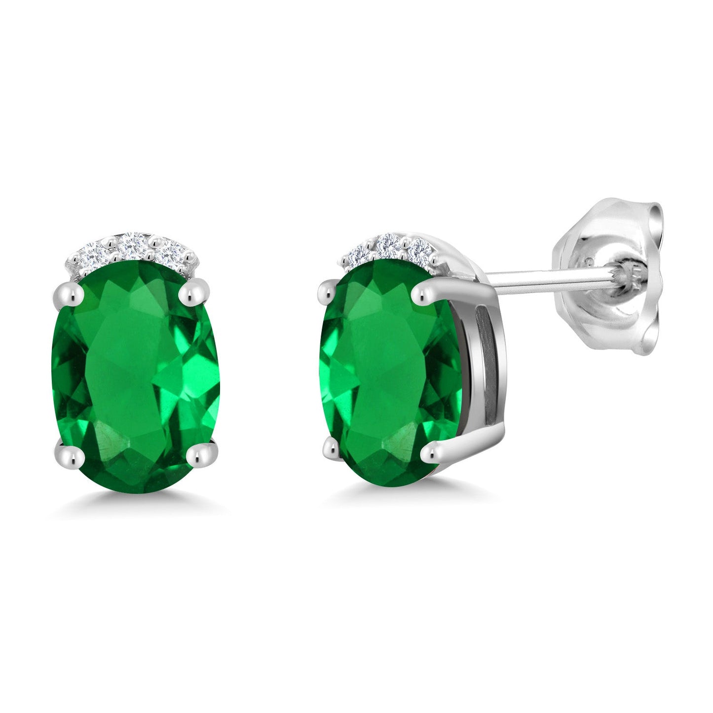 925 Sterling Silver Gemstone Birthstone and White Lab Grown Diamond Stud Earrings For Women | Oval 7X5MM | Fine Jewelry for Her Mom Women Wife