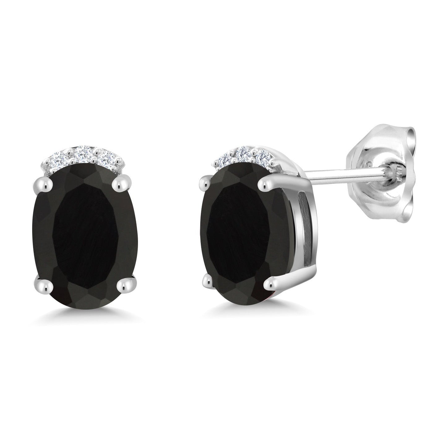 925 Sterling Silver Gemstone Birthstone and White Lab Grown Diamond Stud Earrings For Women | Oval 7X5MM | Fine Jewelry for Her Mom Women Wife
