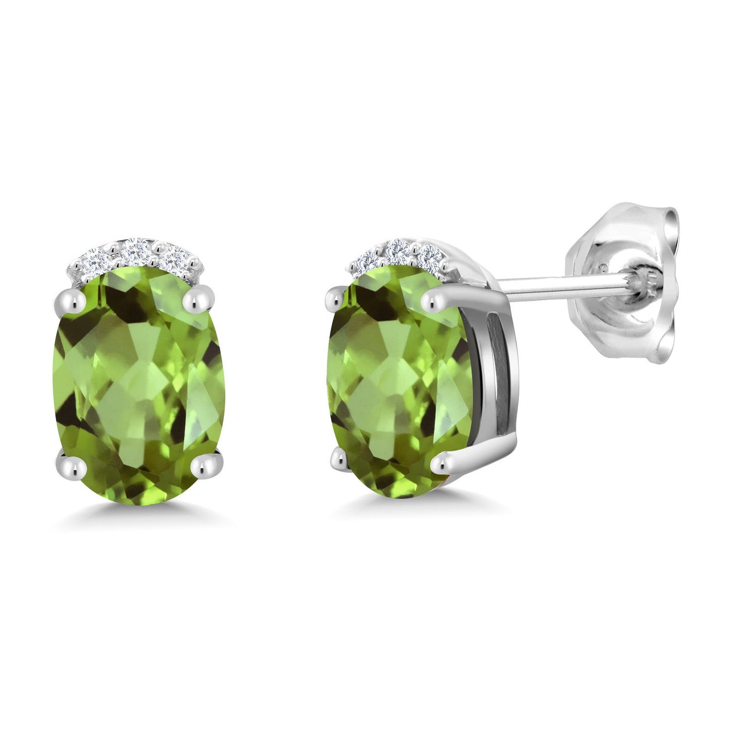 925 Sterling Silver Gemstone Birthstone and White Lab Grown Diamond Stud Earrings For Women | Oval 7X5MM | Fine Jewelry for Her Mom Women Wife