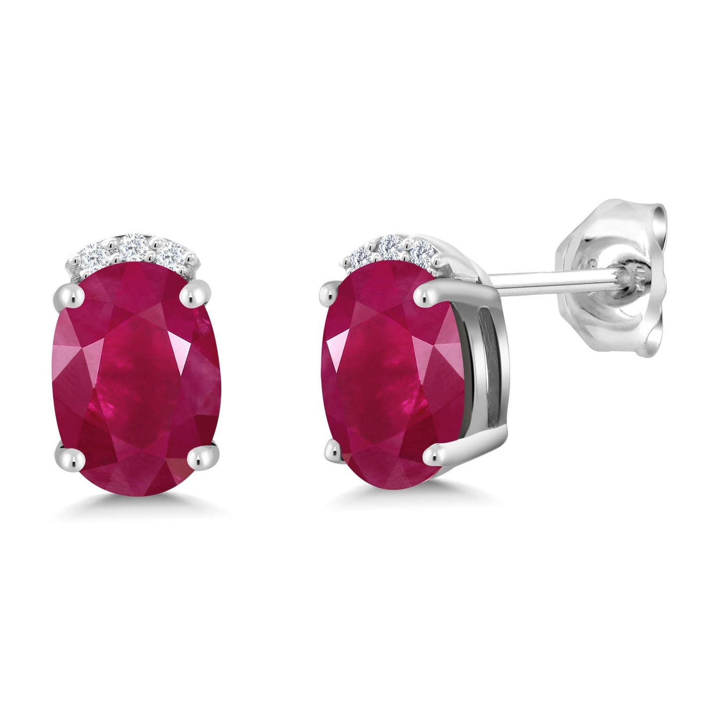 925 Sterling Silver Gemstone Birthstone and White Lab Grown Diamond Stud Earrings For Women | Oval 7X5MM | Fine Jewelry for Her Mom Women Wife