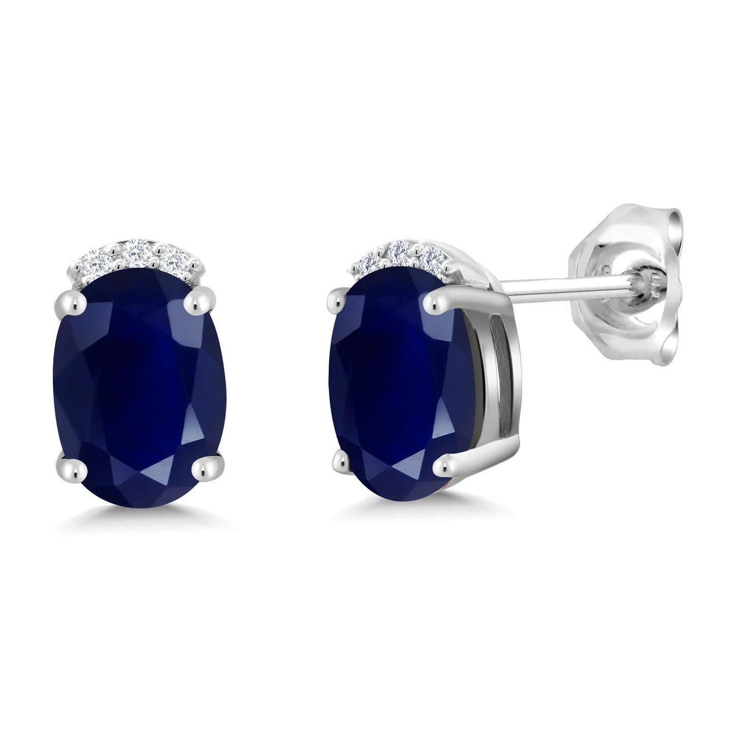 925 Sterling Silver Gemstone Birthstone and White Lab Grown Diamond Stud Earrings For Women | Oval 7X5MM | Fine Jewelry for Her Mom Women Wife