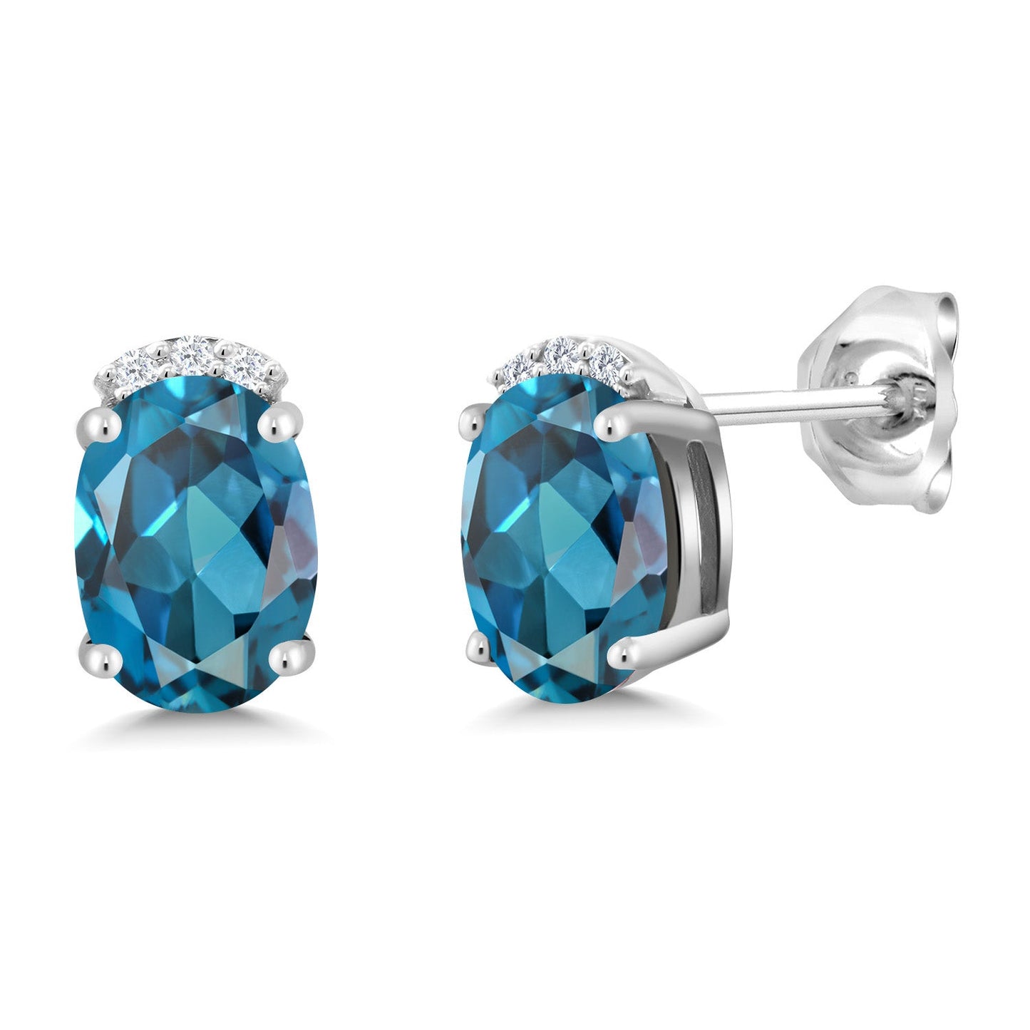925 Sterling Silver Gemstone Birthstone and White Lab Grown Diamond Stud Earrings For Women | Oval 7X5MM | Fine Jewelry for Her Mom Women Wife