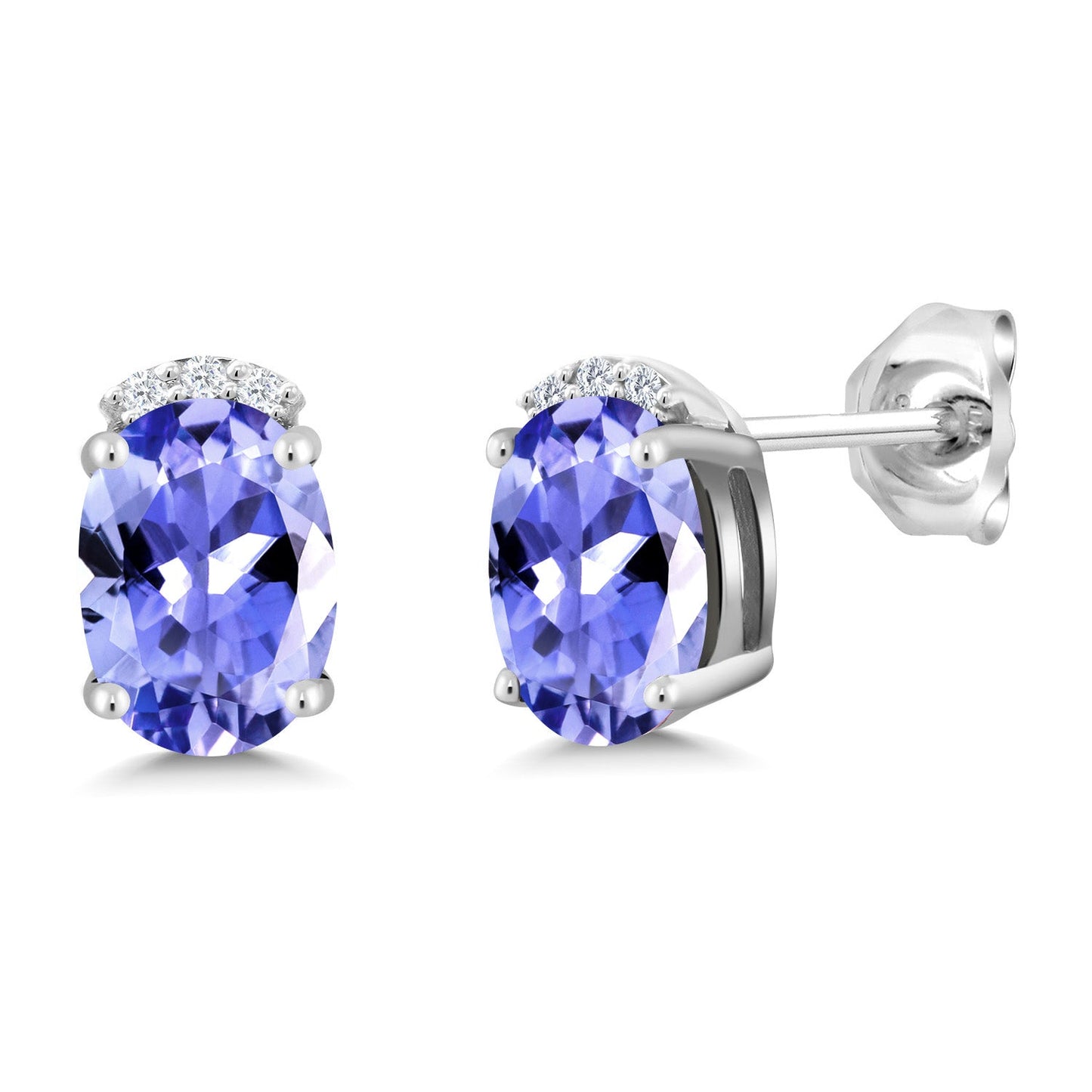 925 Sterling Silver Gemstone Birthstone and White Lab Grown Diamond Stud Earrings For Women | Oval 7X5MM | Fine Jewelry for Her Mom Women Wife