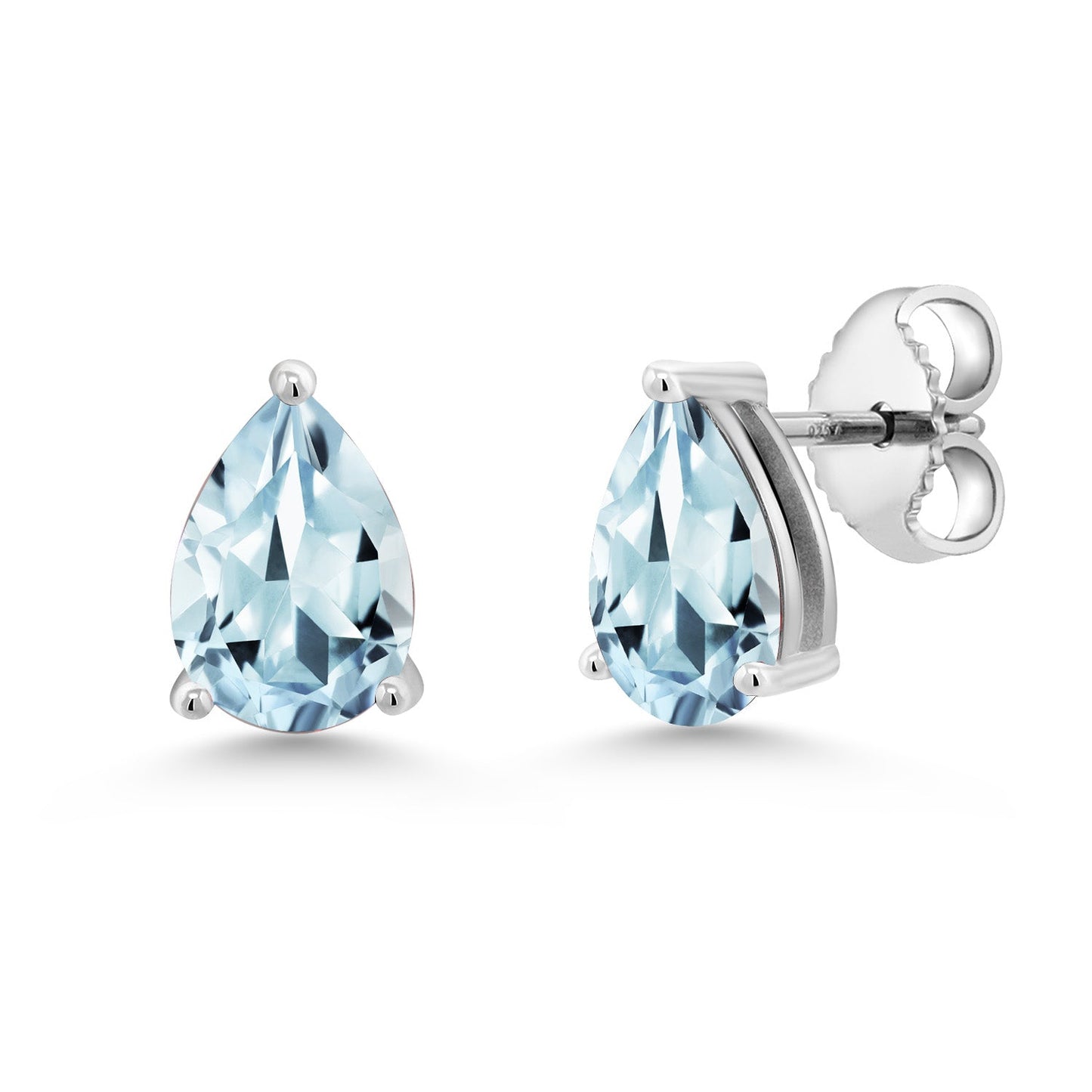 925 Sterling Silver Pear Shape 8X5MM Gemstone Birthstone Stud Earrings | Push Back Solitaire Stud Earrings For Women Men