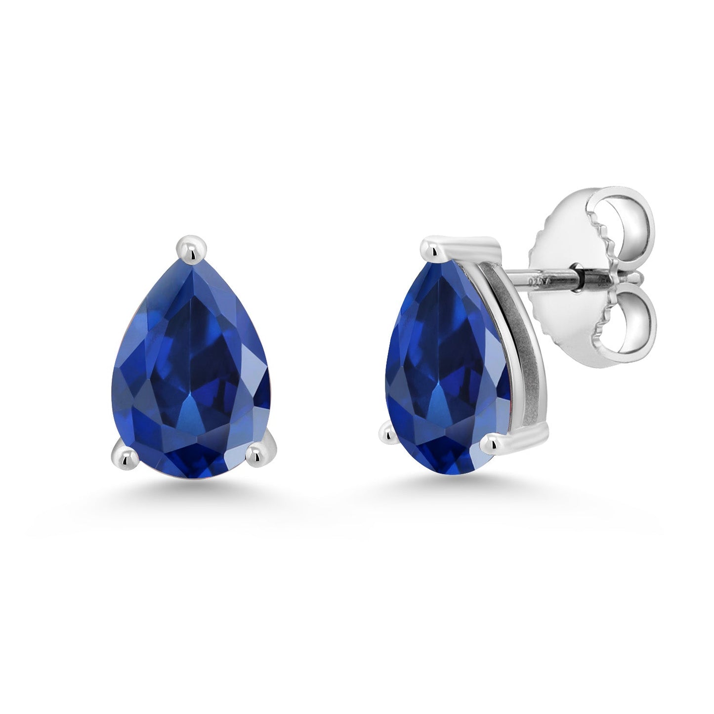925 Sterling Silver Pear Shape 8X5MM Gemstone Birthstone Stud Earrings | Push Back Solitaire Stud Earrings For Women Men