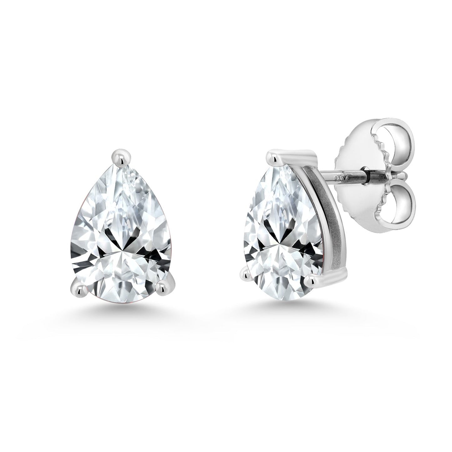 925 Sterling Silver Pear Shape 8X5MM Gemstone Birthstone Stud Earrings | Push Back Solitaire Stud Earrings For Women Men