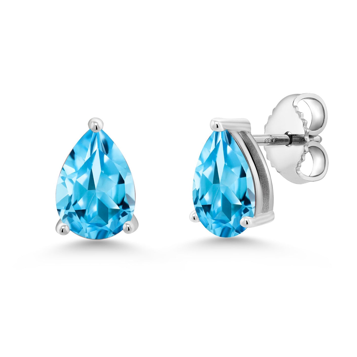 925 Sterling Silver Pear Shape 8X5MM Gemstone Birthstone Stud Earrings | Push Back Solitaire Stud Earrings For Women Men