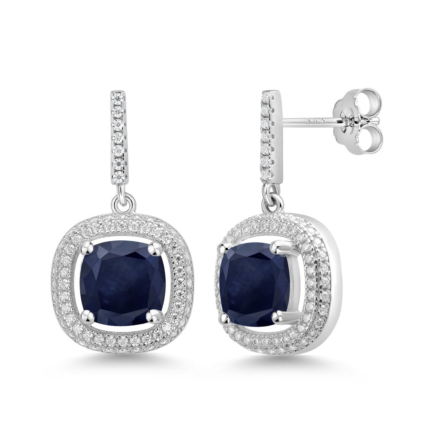 4-6 Cttw Gemstone Birthstone and White Moissanite Drop Dangle Earrings For Women | 8MM Cushion Cut | 925 Sterling Silver | Fine Jewelry Gifts for Her Mom Women Wife