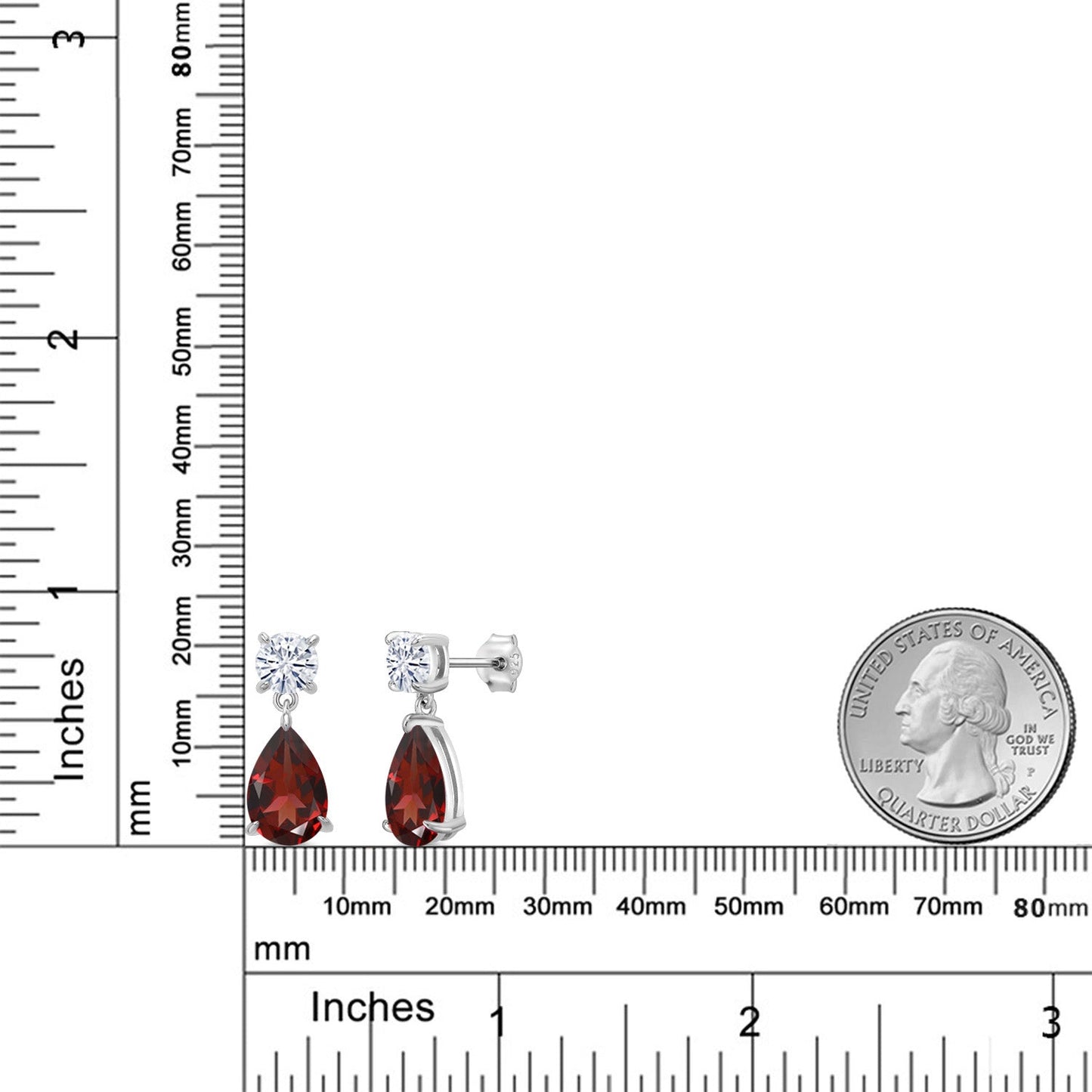 6-9 Cttw Teardrop Dangle Earrings For Women | Gemstone Birthstone and Moissanite | 925 Sterling Silver | Pear Shape 12X8MM and Round 6MM | Fine Jewelry Gifts For Mom Women Wife