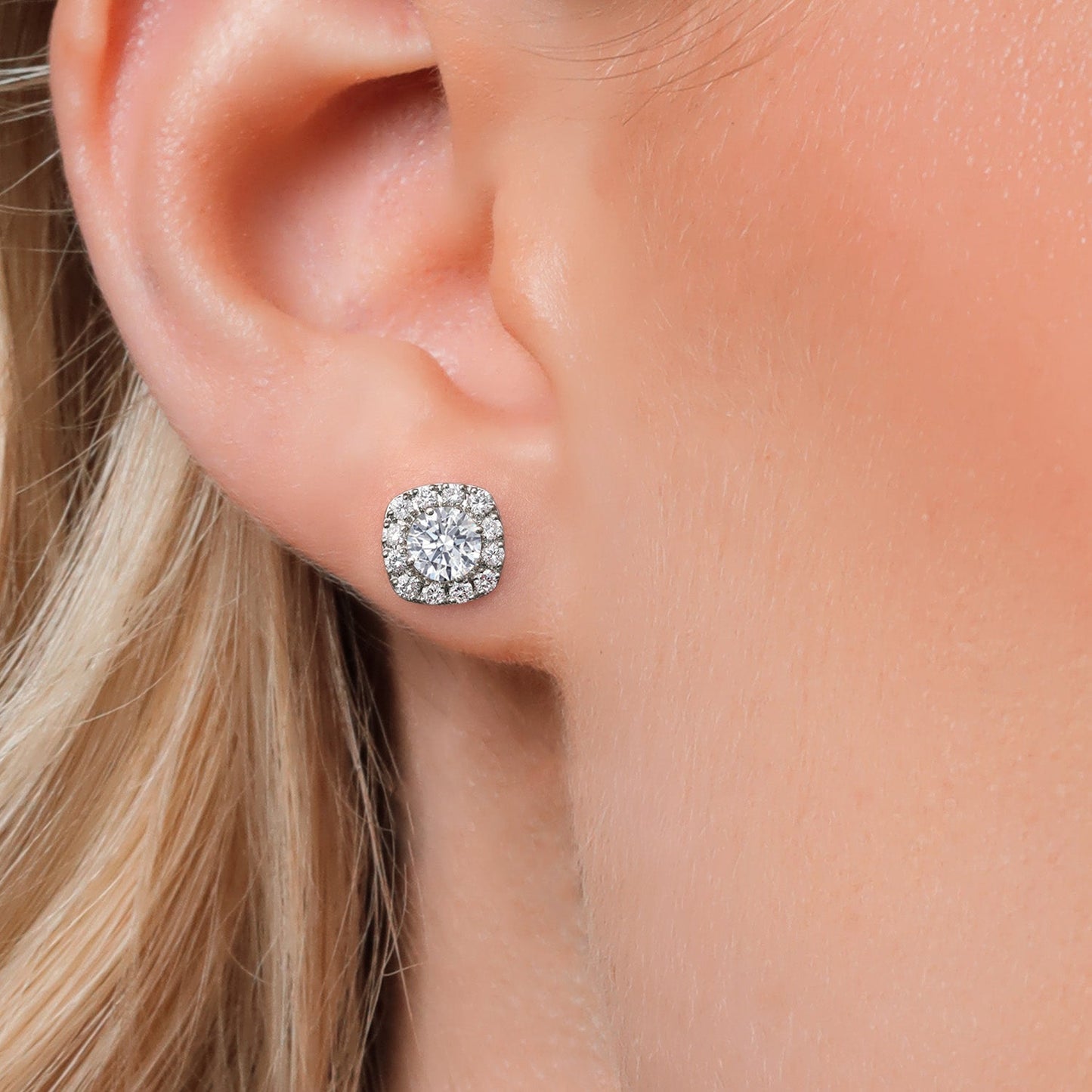 14K White Gold 5MM Round Gemstone Birthstone Stud Earrings with Removable Jackets and Lab Grown Diamond Accents | Gold Earrings For Women | Fine Jewelry Gifts for Her Mom Women Wife