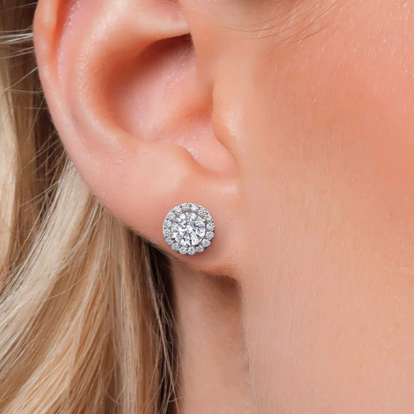14K White Gold 6MM Round Gemstone Birthstone Stud Earrings with Removable Jackets and Lab Grown Diamond Accents | Gold Earrings For Women | Fine Jewelry Gifts for Her Mom Women Wife