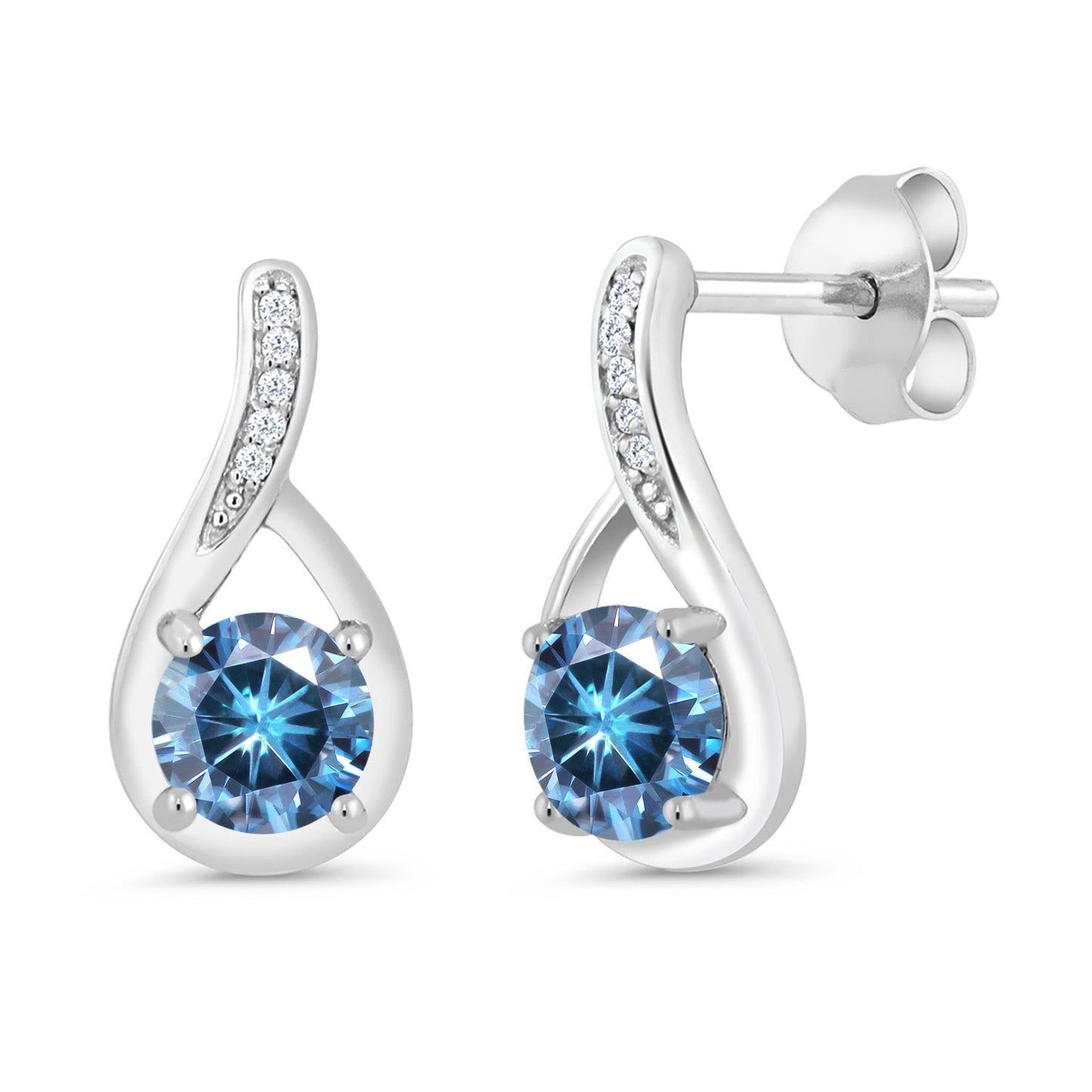Round 5MM Gemstone Birthstone and White Diamond Infinity Earrings For Women | 925 Sterling Silver | Fine Jewelry Gifts for Her Mom Women Wife