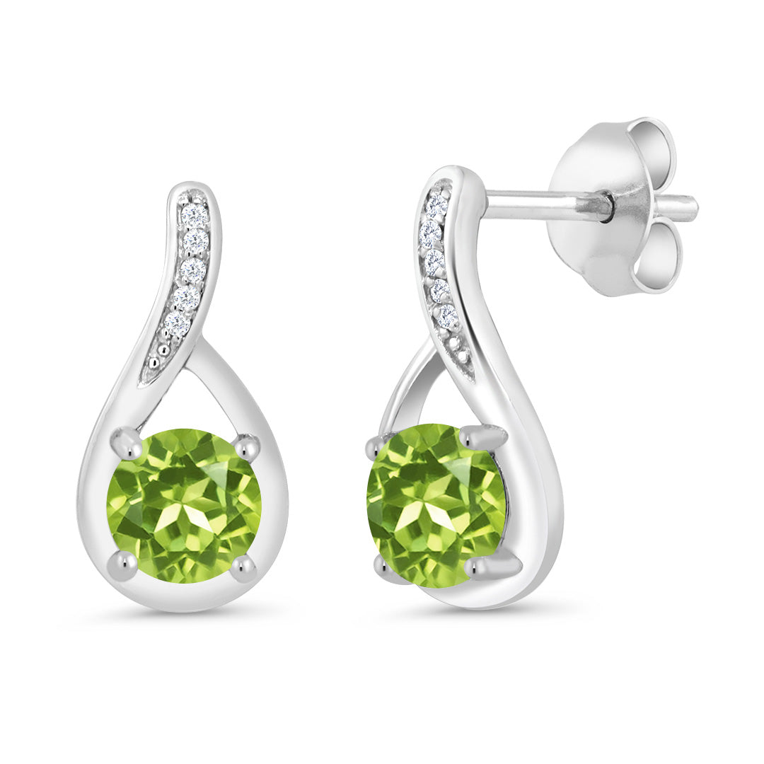 Round 5MM Gemstone Birthstone and White Diamond Infinity Earrings For Women | 925 Sterling Silver | Fine Jewelry Gifts for Her Mom Women Wife