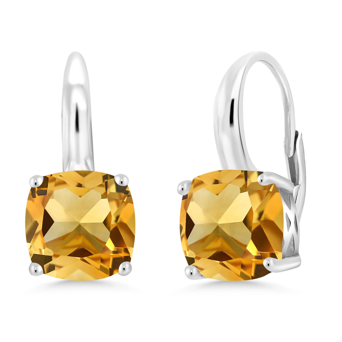 4-6 Cttw Gemstone Birthstone Leverback Dangle Earrings for Women | 925 Sterling Silver | 8MM Cushion | Fine Jewelry for Her Mom Wife
