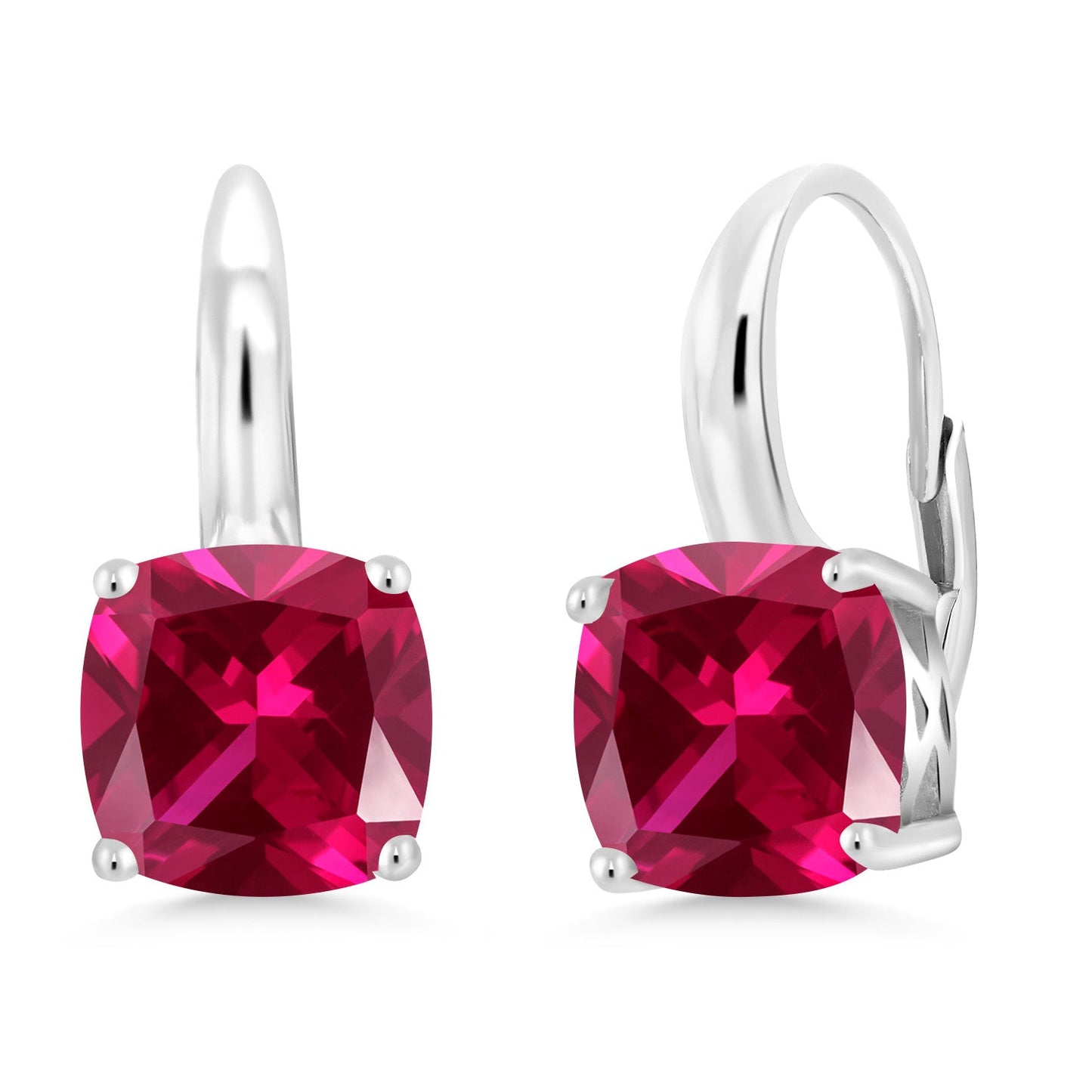 4-6 Cttw Gemstone Birthstone Leverback Dangle Earrings for Women | 925 Sterling Silver | 8MM Cushion | Fine Jewelry for Her Mom Wife