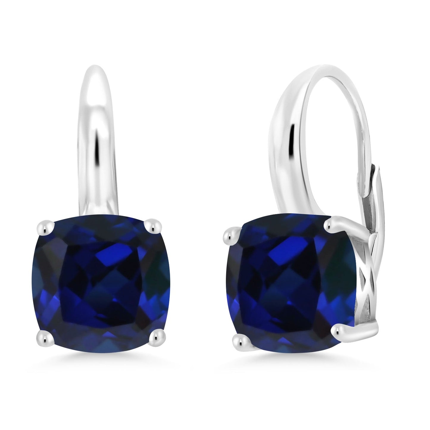 4-6 Cttw Gemstone Birthstone Leverback Dangle Earrings for Women | 925 Sterling Silver | 8MM Cushion | Fine Jewelry for Her Mom Wife