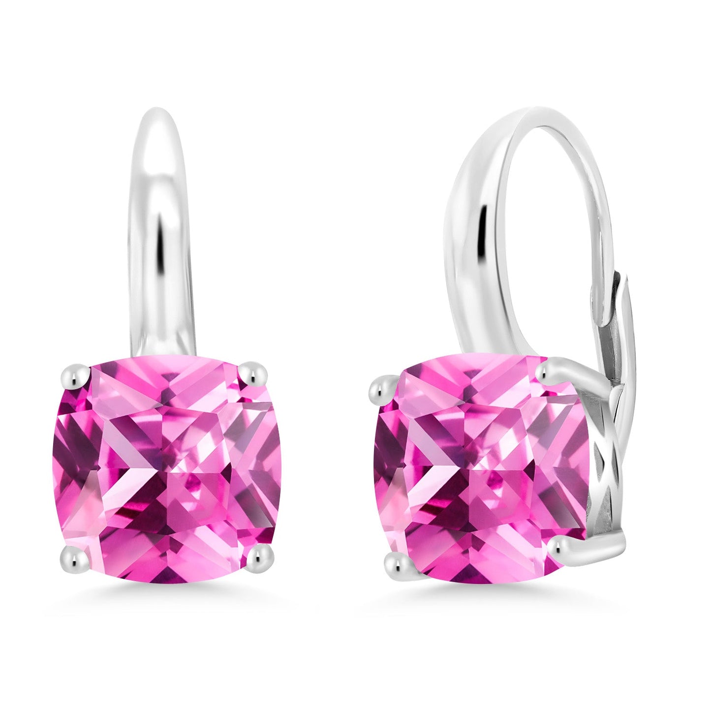 4-6 Cttw Gemstone Birthstone Leverback Dangle Earrings for Women | 925 Sterling Silver | 8MM Cushion | Fine Jewelry for Her Mom Wife