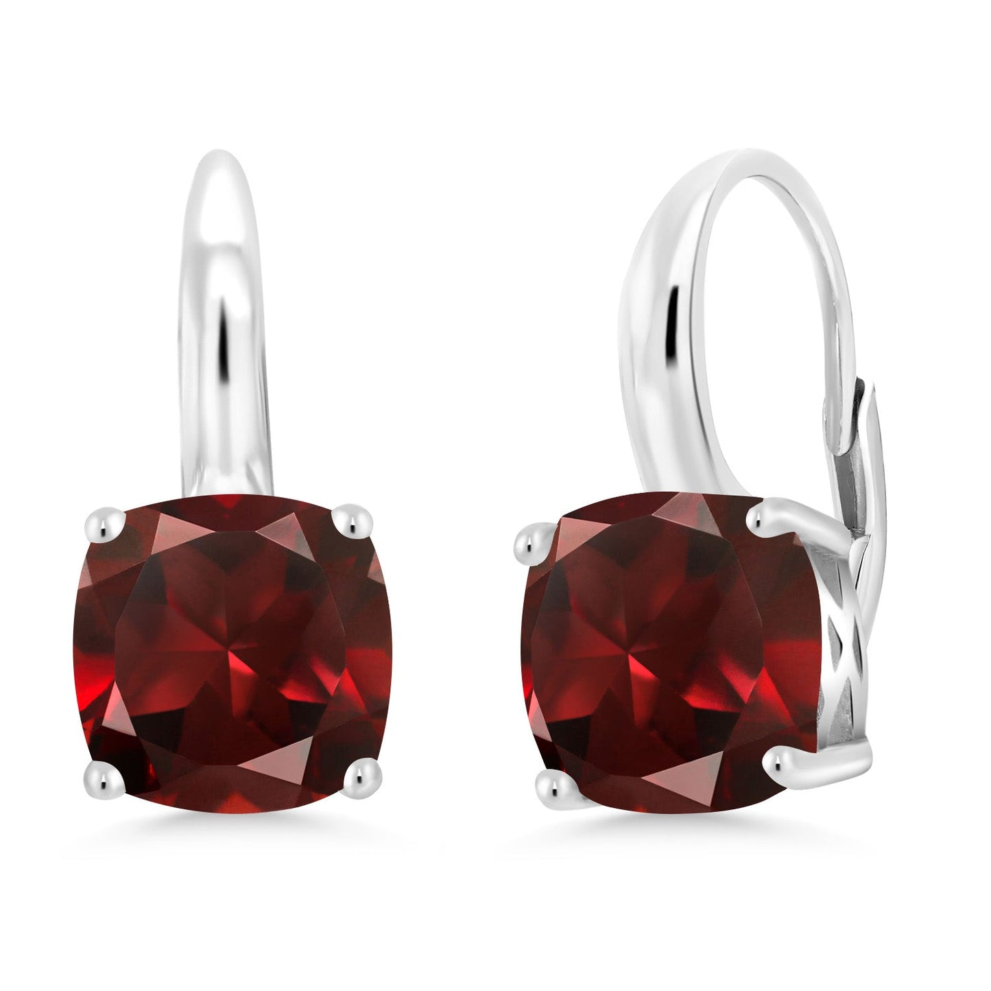 4-6 Cttw Gemstone Birthstone Leverback Dangle Earrings for Women | 925 Sterling Silver | 8MM Cushion | Fine Jewelry for Her Mom Wife