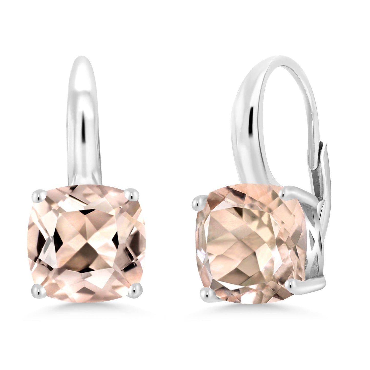 4-6 Cttw Gemstone Birthstone Leverback Dangle Earrings for Women | 925 Sterling Silver | 8MM Cushion | Fine Jewelry for Her Mom Wife
